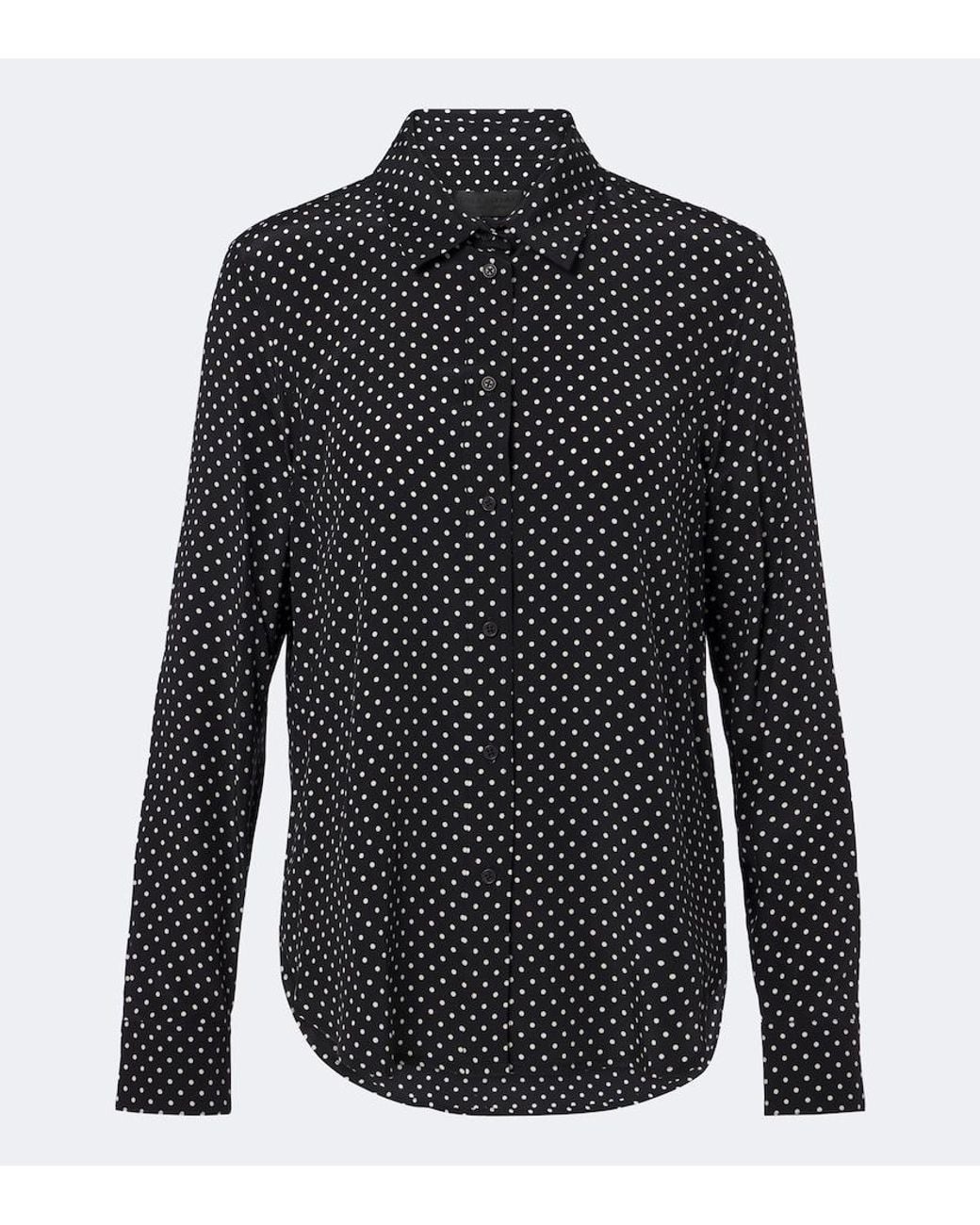 Nili Lotan Blue Gana Polka-Dot Silk Shirt