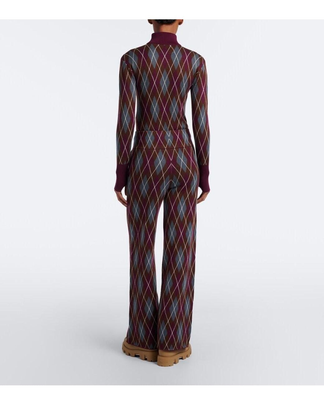 Perfect Moment Red Argyle Wool Bodysuit