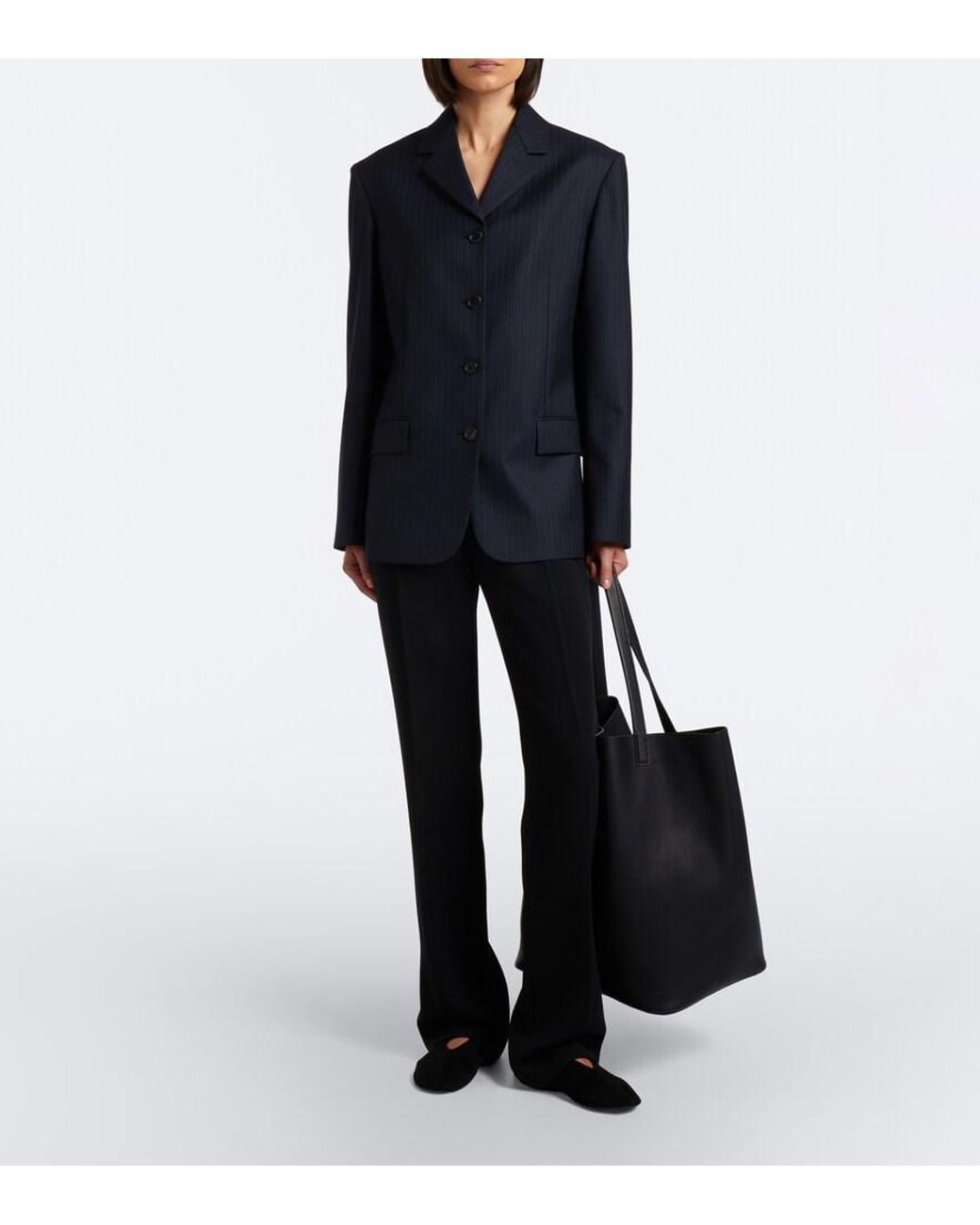 The Row Black Clement Leather Tote Bag