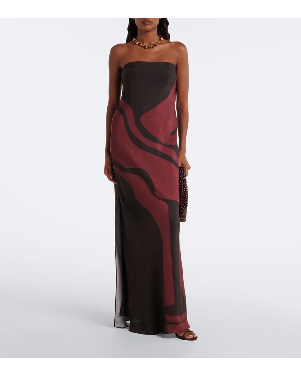Sir Purple Printed Silk Satin Maxi Dress