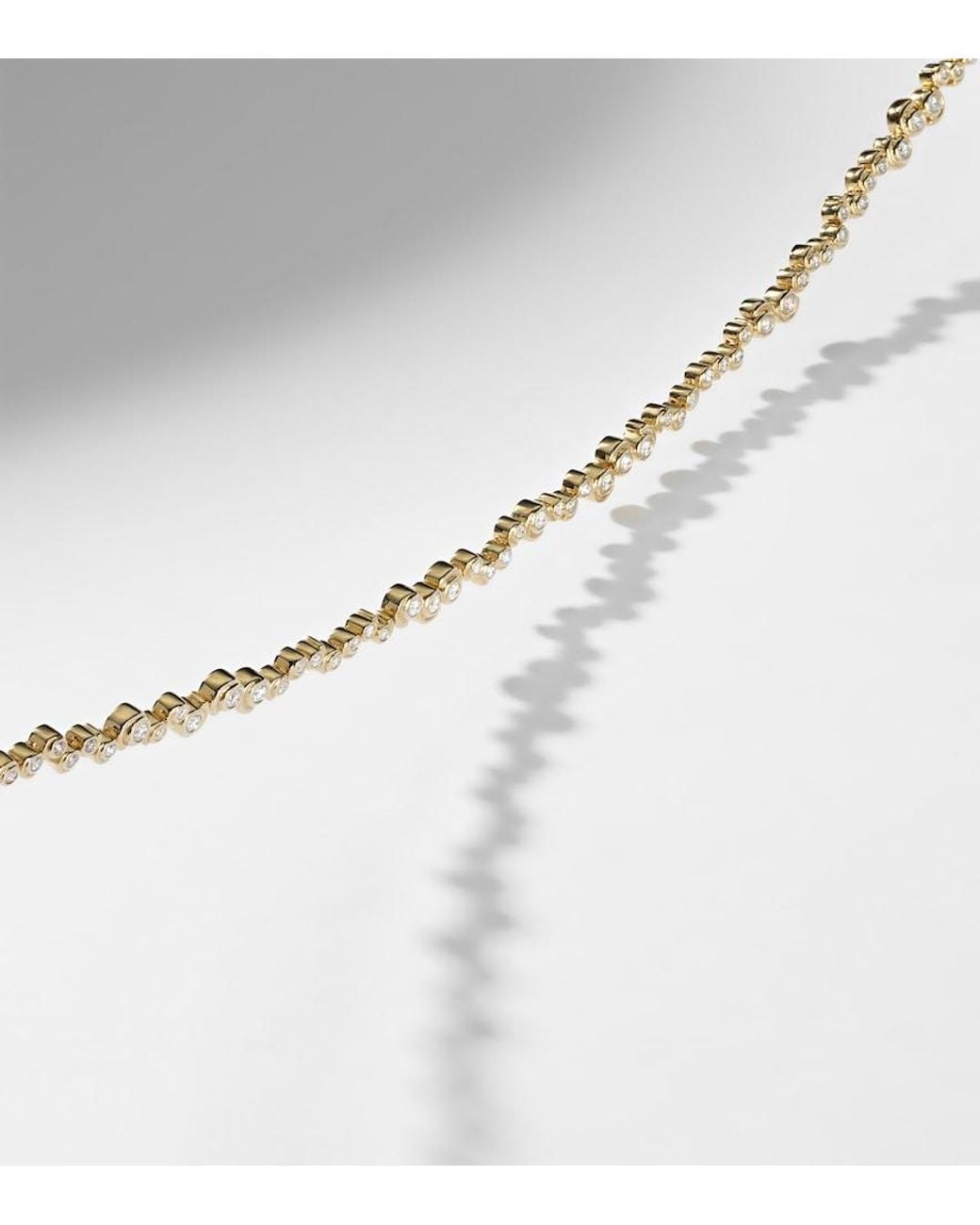 Yvonne Léon Metallic Halskette Riviere Escargot Aus 9Kt Gelbgold (375/1000) Mit Diamanten