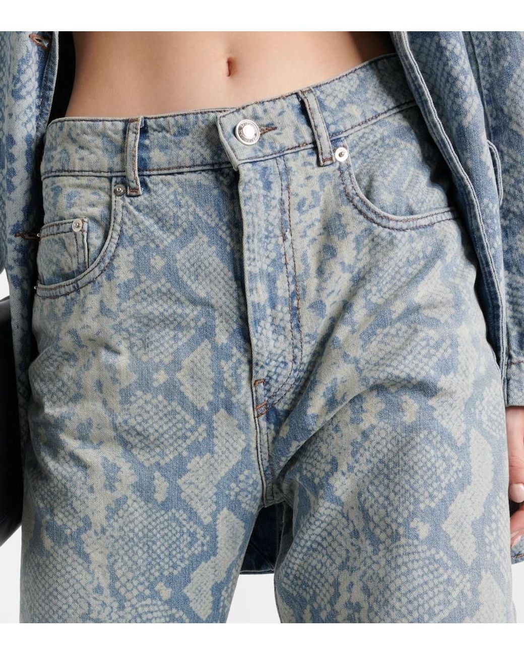 Sportmax Blue Diego Snake-print Wide-leg Jeans