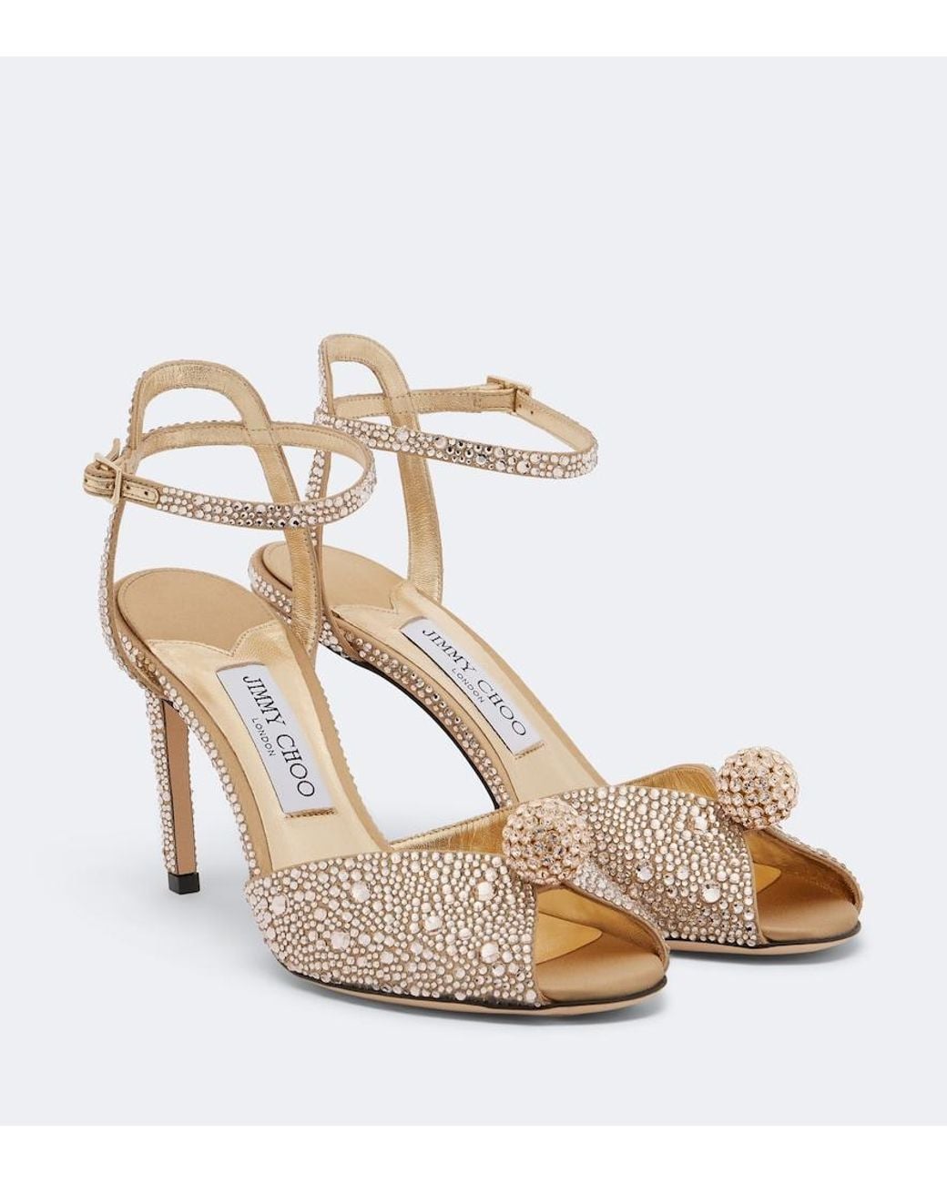 Jimmy Choo Metallic Sacora Crystal-Embellished Sandals
