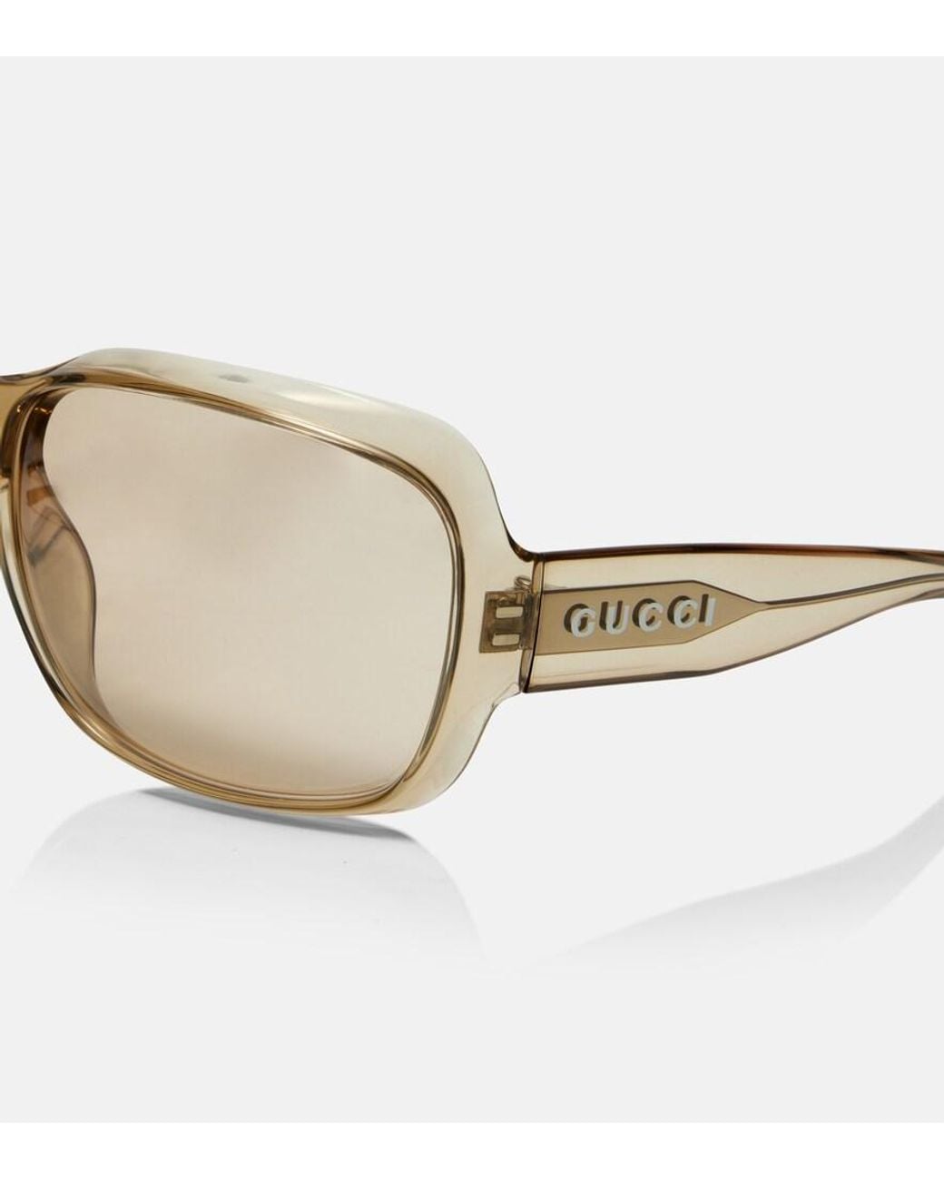 Gucci Natural Eckige Sonnenbrille Script