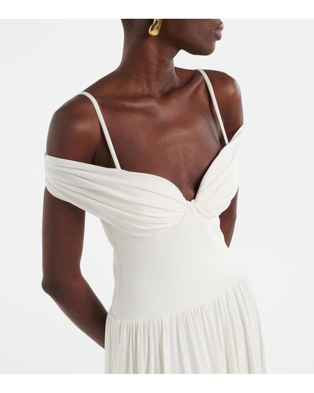 Jonathan Simkhai White Amarantha Draped Jersey Maxi Dress
