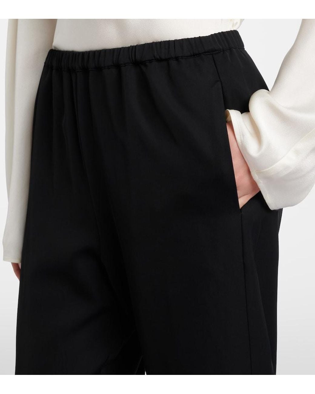Rohe Black Cropped Wide-Leg Pants