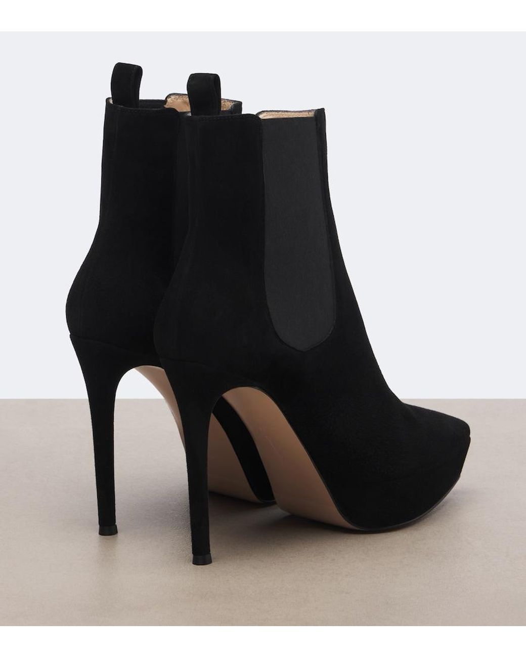 Gianvito Rossi Black Suede Platform Ankle Boots