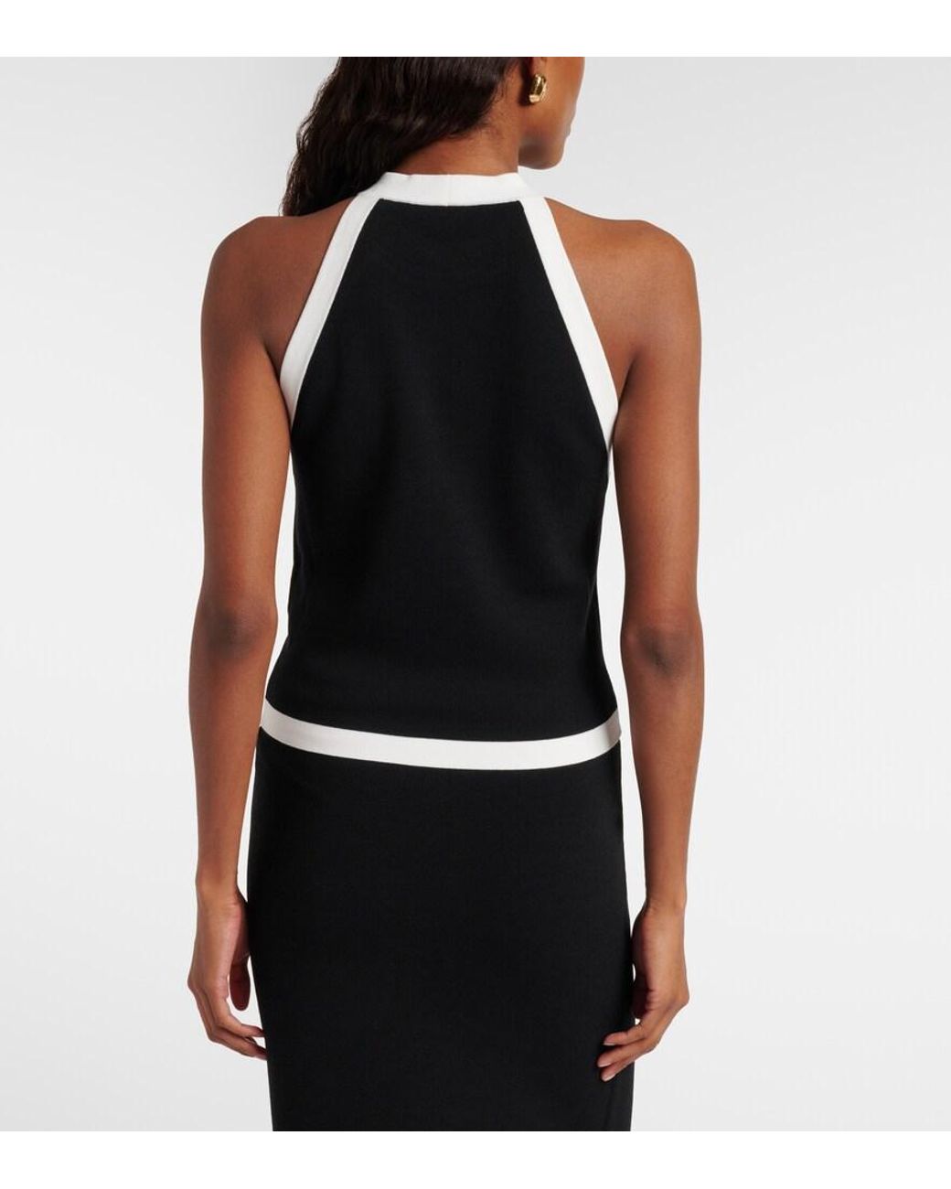 Nina Ricci Black Ribbed-Knit Halterneck Top