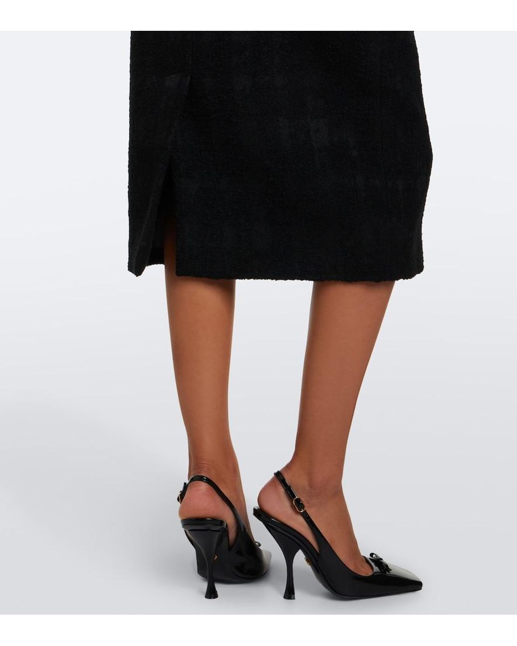 Dolce & Gabbana Black Checked Boucle Pencil Skirt