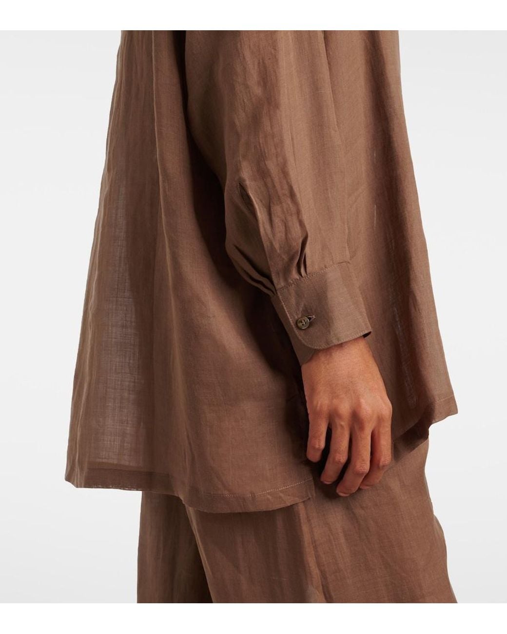 Leset Brown Niko Oversized Ramie Shirt
