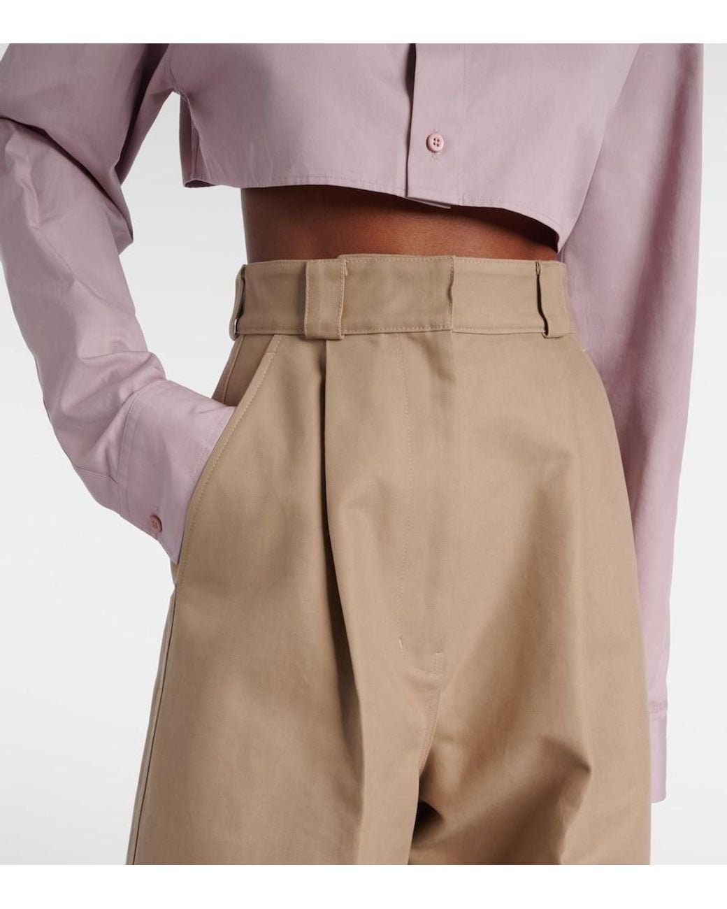 Balenciaga Brown Cotton Gabardine Wide-Leg Pants