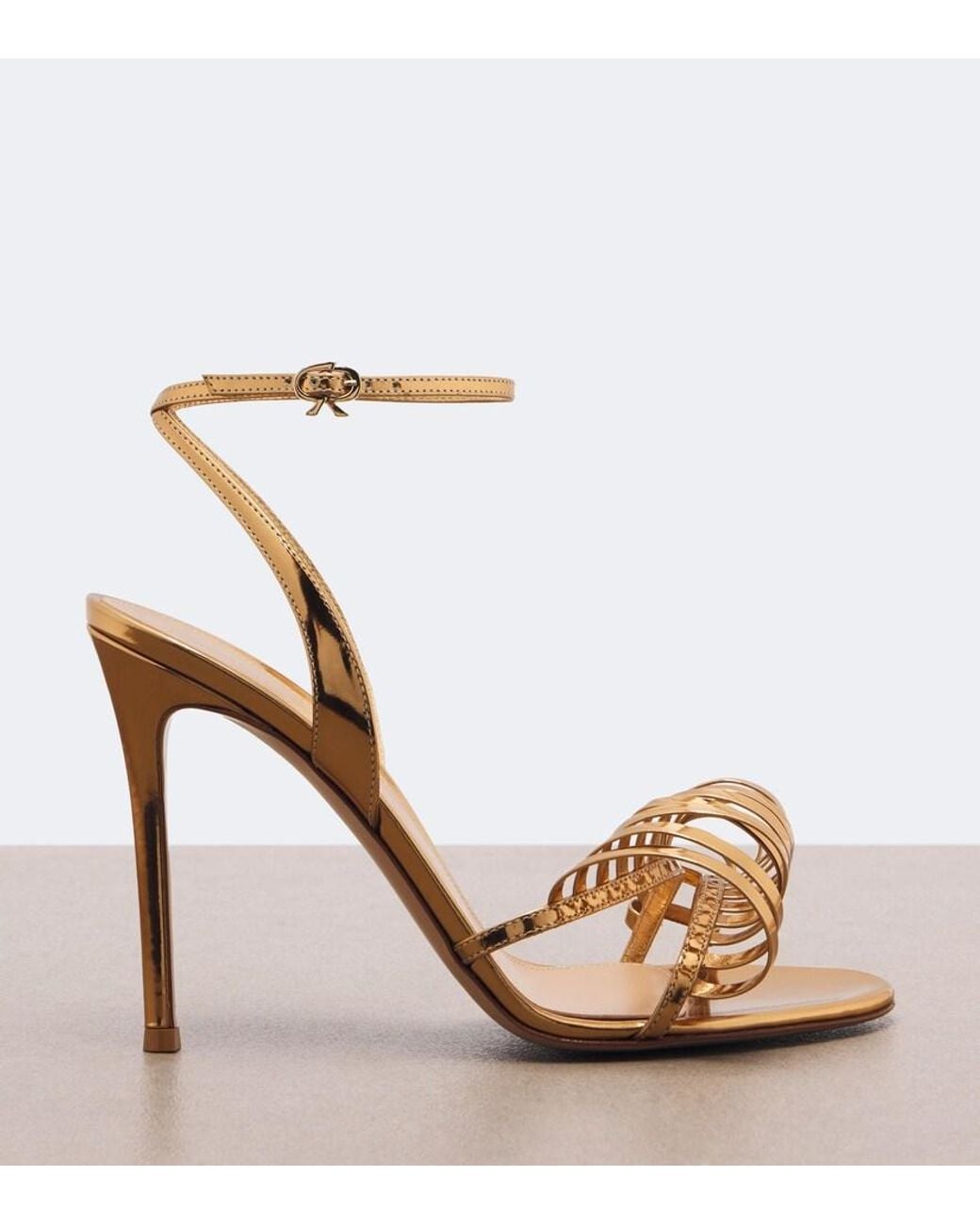 Gianvito Rossi Metallic Mirrored Leather Sandals