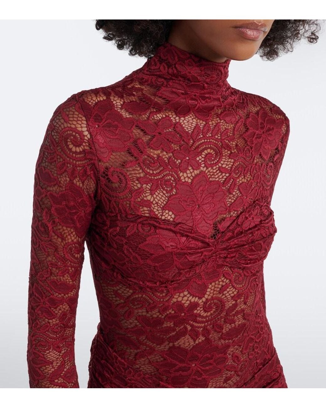 Bananhot Red Francisca Guipure Lace Gown
