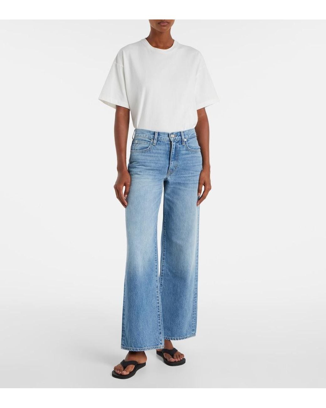 SLVRLAKE Denim Blue Selena Mid-Rise Wide-Leg Jeans