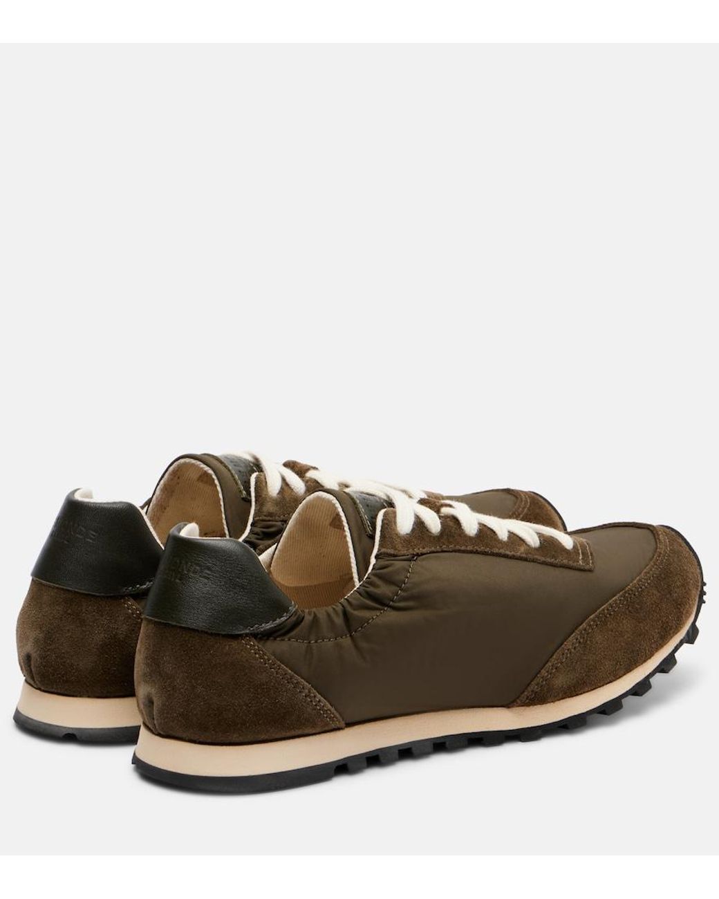 Le Monde Beryl Brown Slim Runner Suede-Trimmed Sneakers