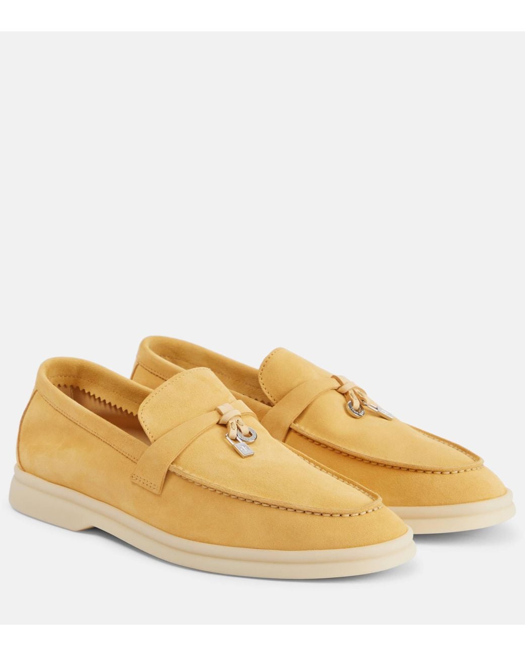 Loro Piana Summer Charm Walk Suede Loafers in Yellow | Lyst UK