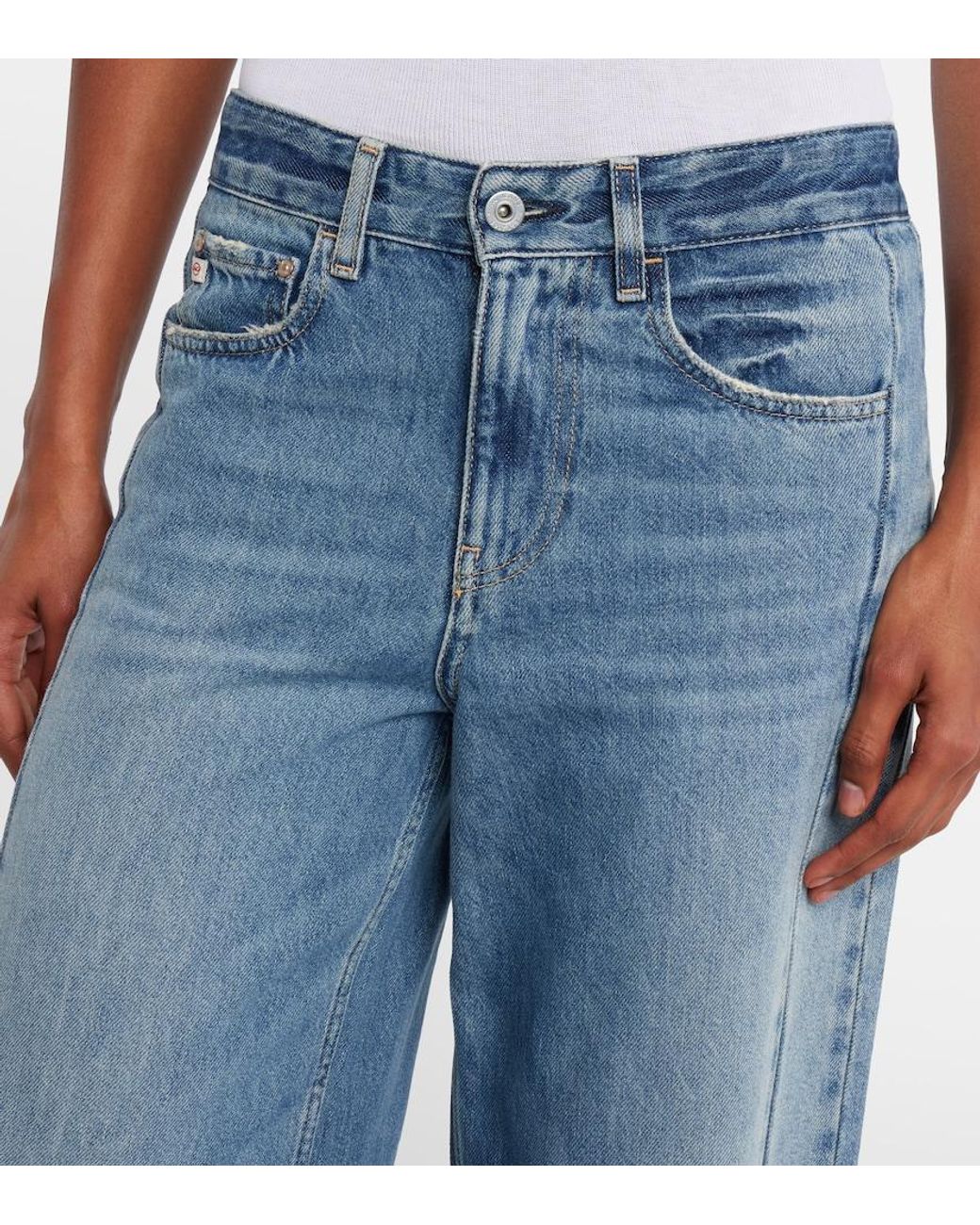 AG Jeans Blue Jesolo Wide-Leg Jeans