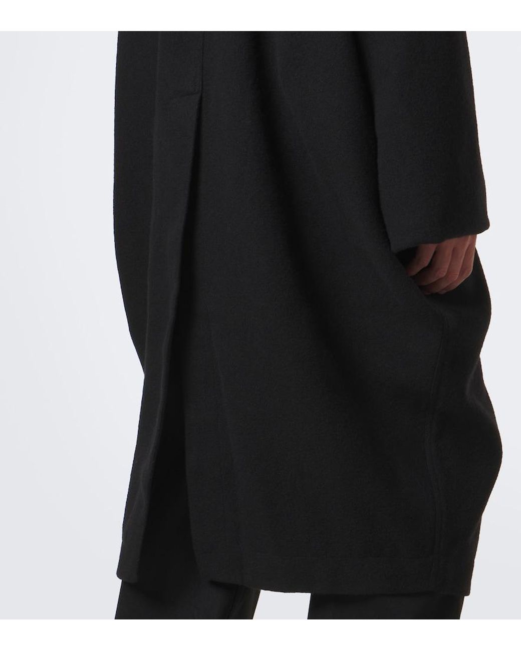 Rick Owens Black Poiret Virgin Wool Coat for men