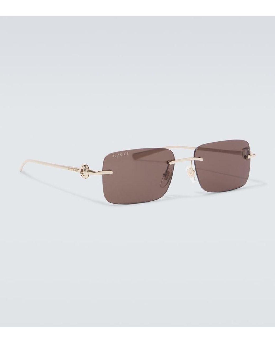 Gucci Eckige Sonnenbrille Horsebit in Brown für Herren
