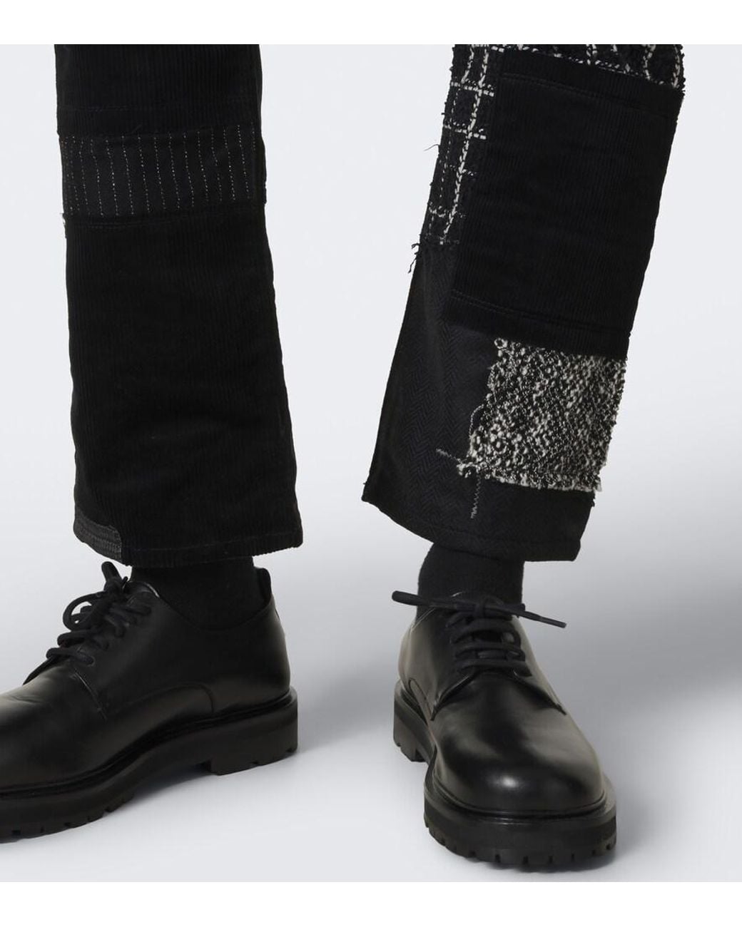 Pantalones Rectos De Algodon Con Patchwork Junya Watanabe de hombre de color Black