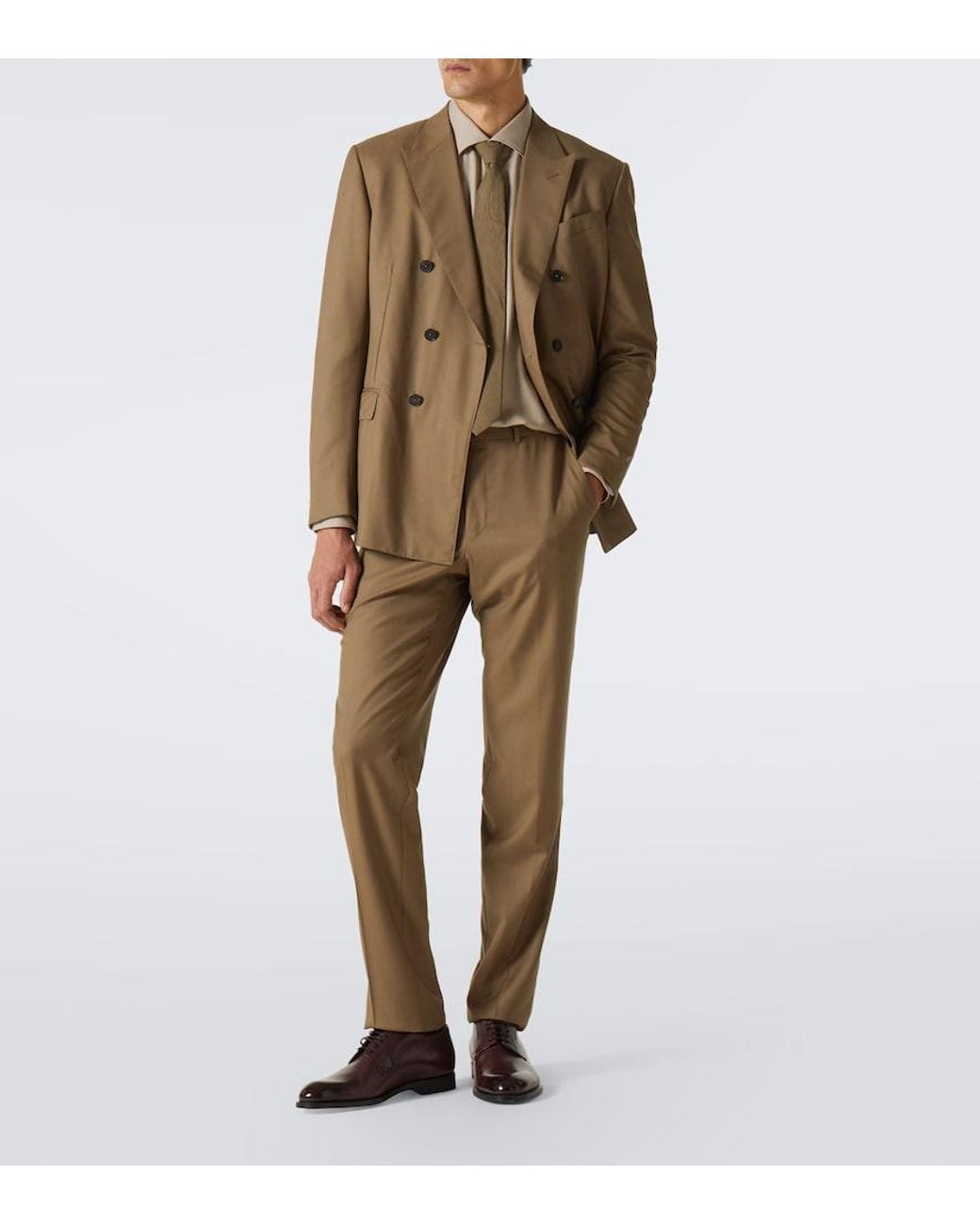 Zegna Brown Leather Derby Shoes for men