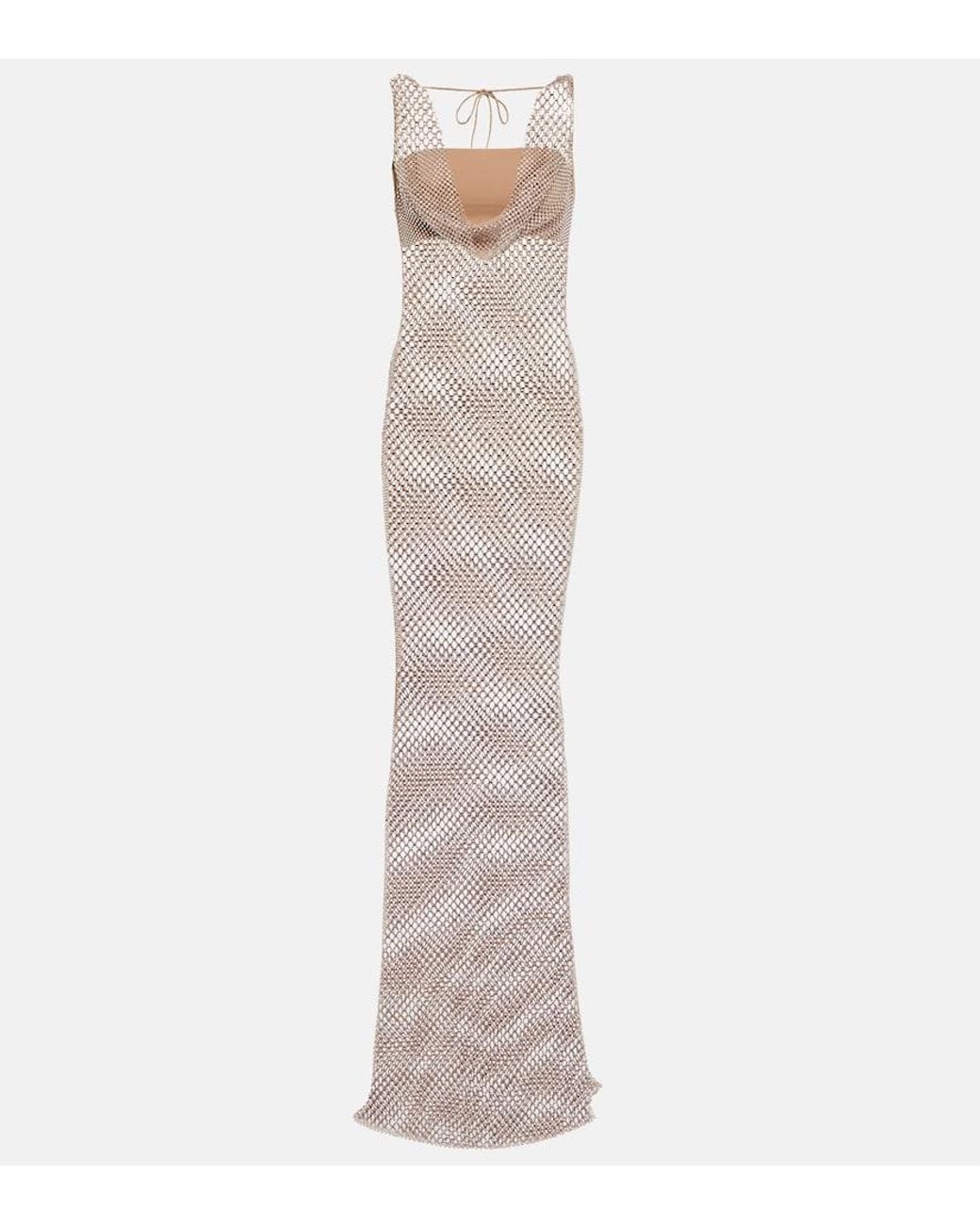 GIUSEPPE DI MORABITO White Embellished Mesh Gown