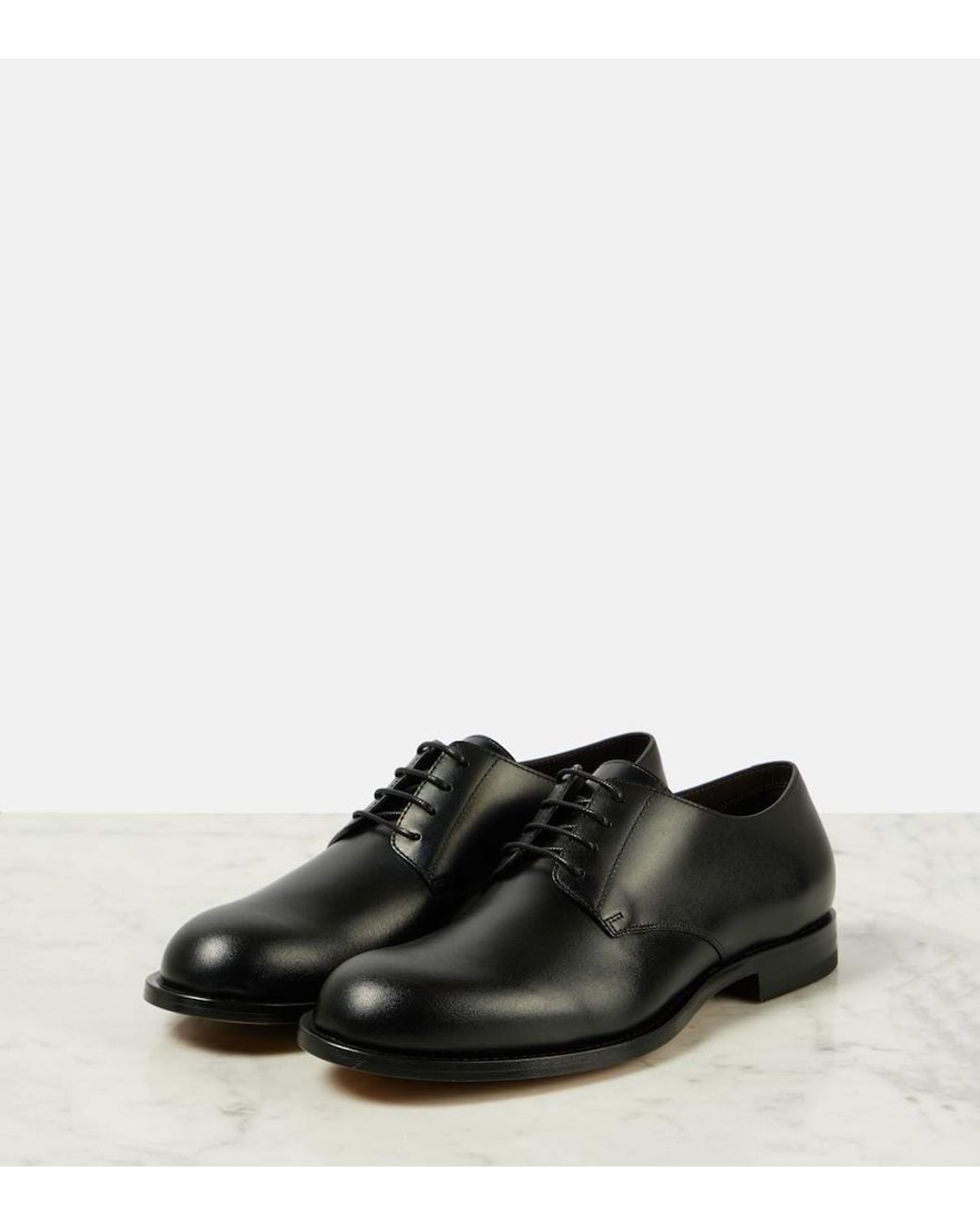 The Row Black Novus Leather Derby Shoes