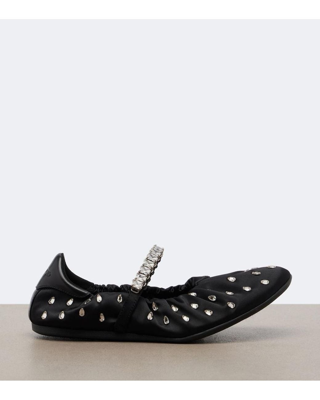 Jimmy Choo Black Jade Embellished Satin Ballet Flats