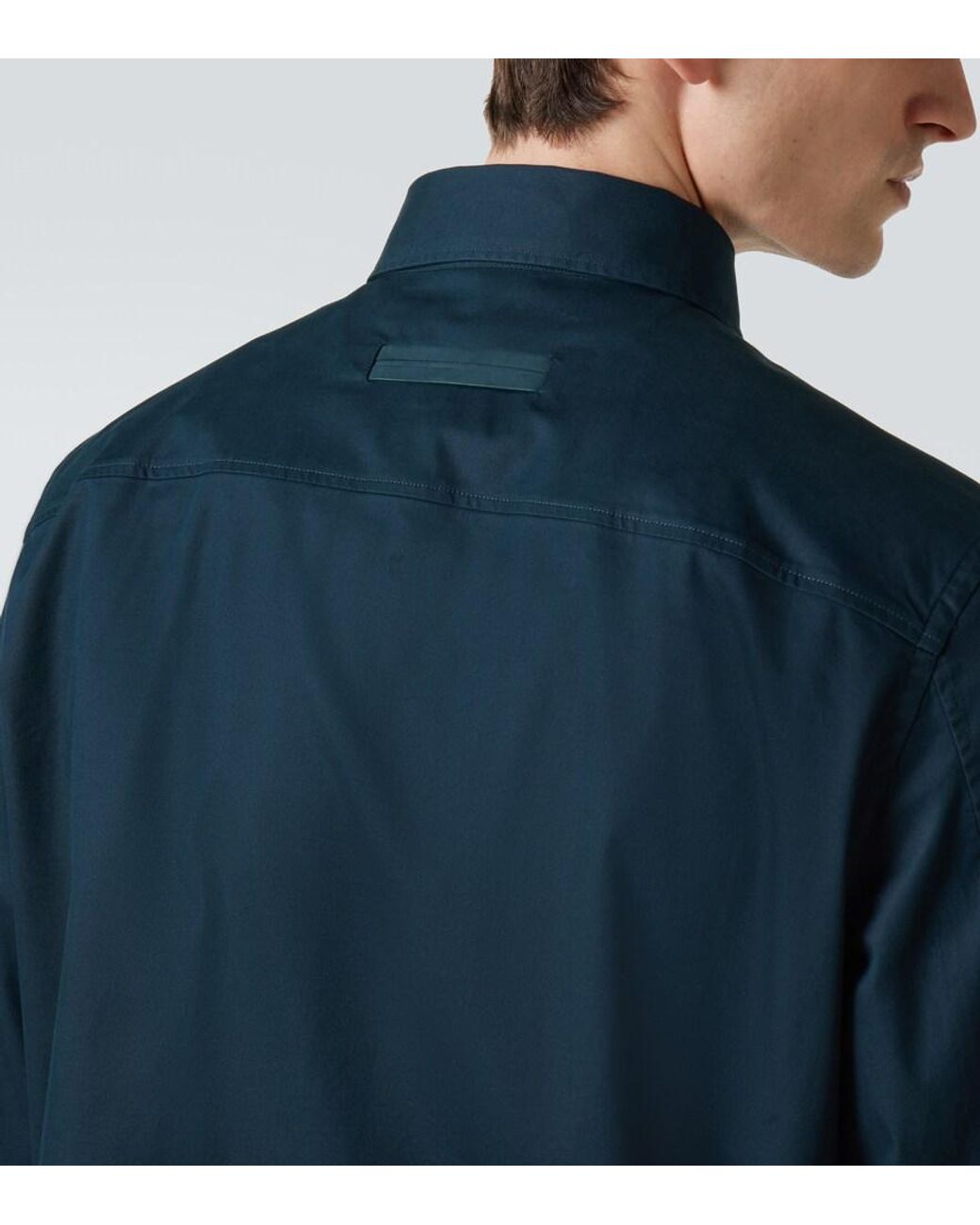 Zegna Blue Cotton-Blend Overshirt for men