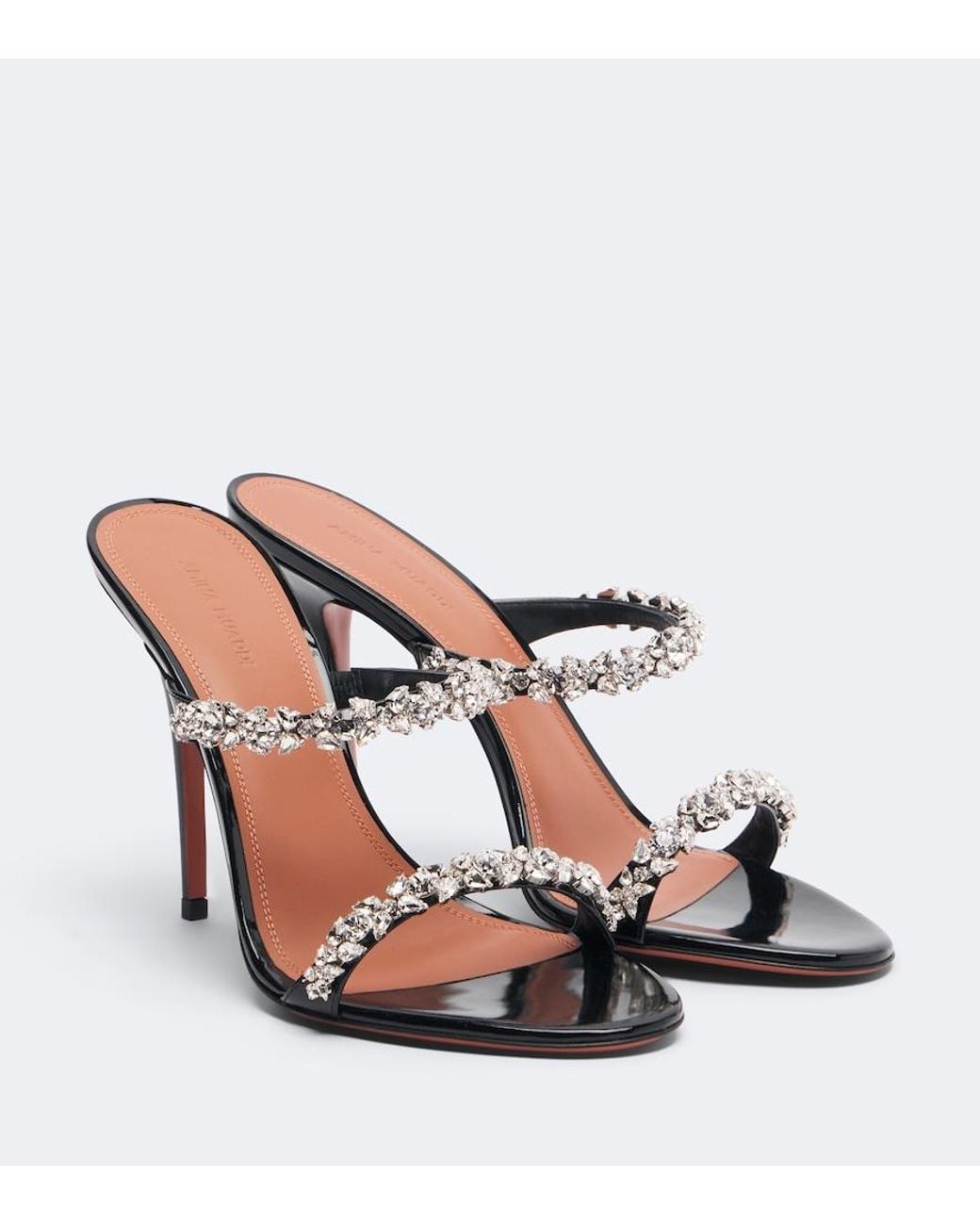 AMINA MUADDI Pink Elizabeth Embellished Leather Mules
