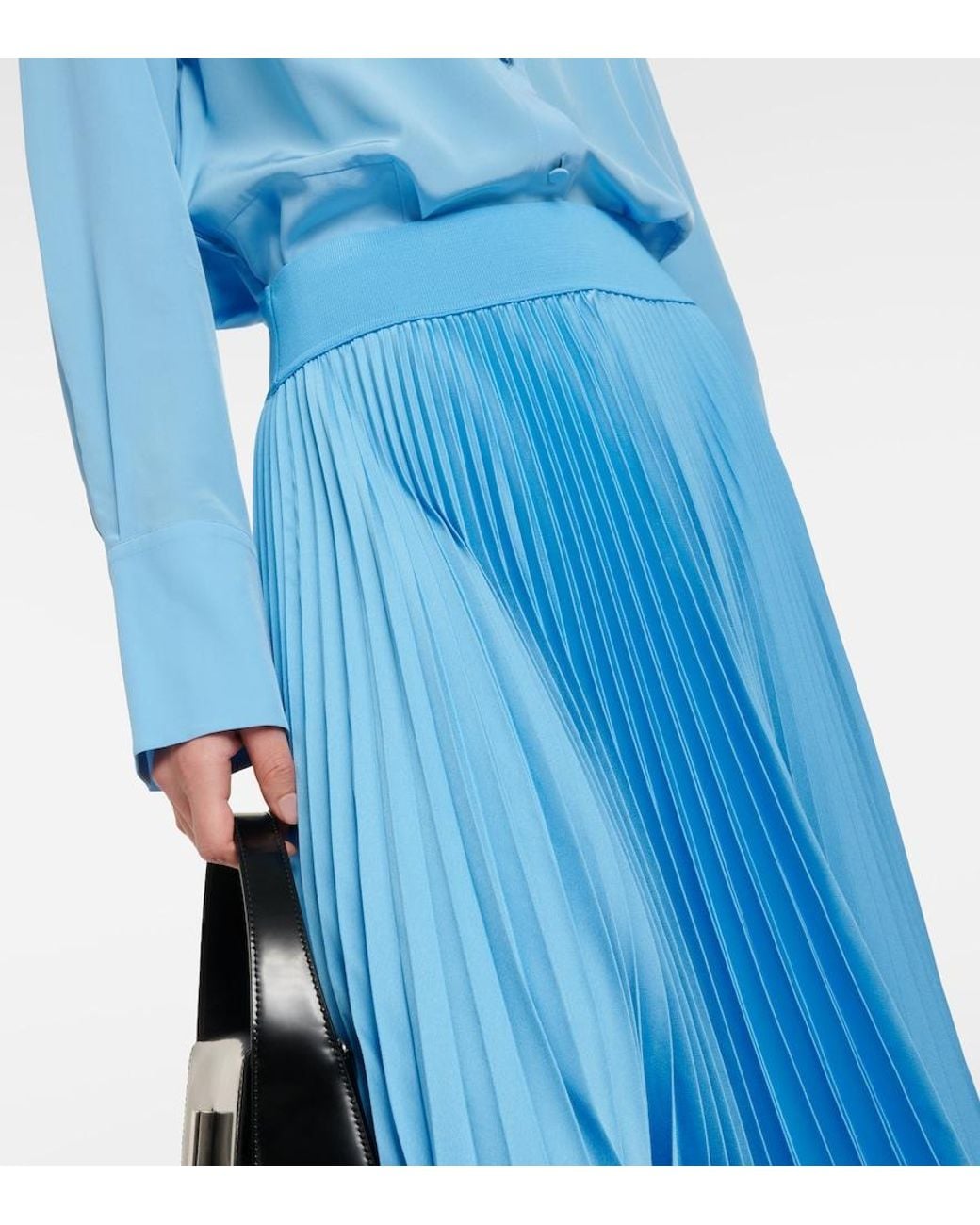 Joseph Blue Ade Plisse Midi Skirt
