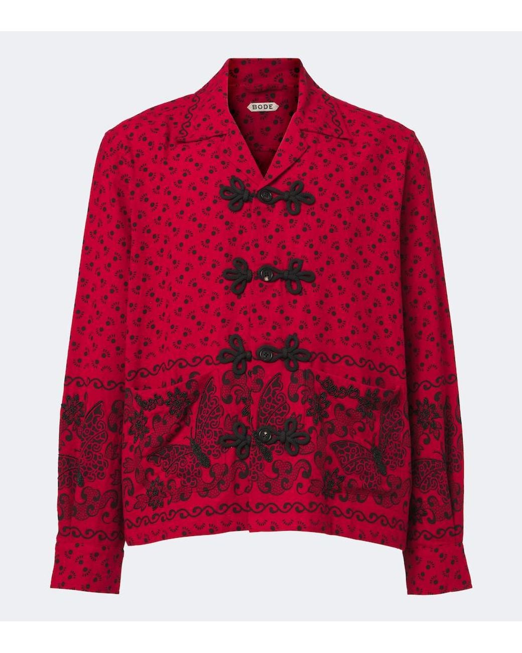 Bode Red Beaded Kerchief Printed Cotton Flannel Shirt for men