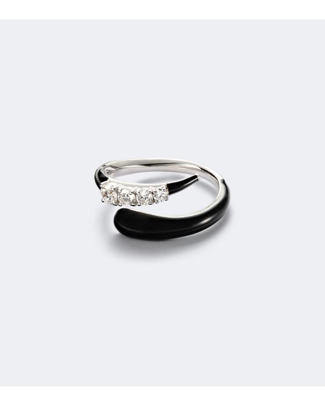 Nikos Koulis White Oui 18Kt And Enamel Ring With Diamonds