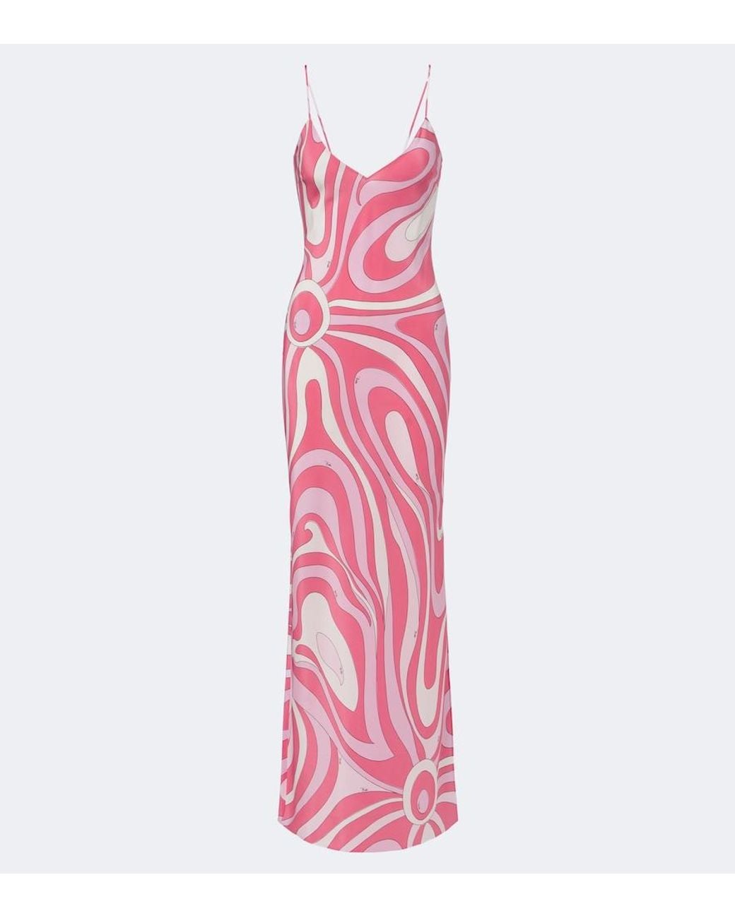 Emilio Pucci Pink Marmo Silk Crepe De Chine Maxi Dress