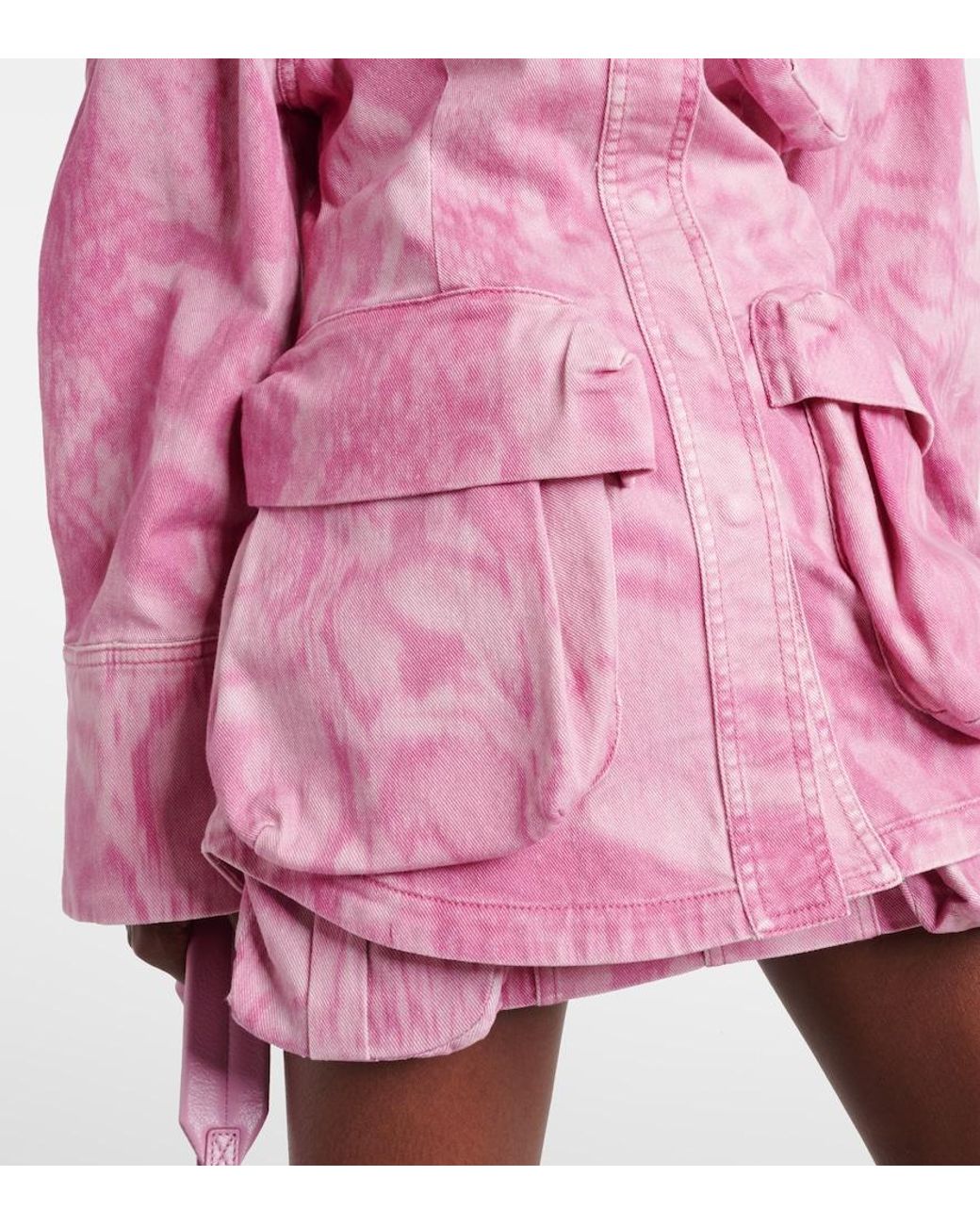 Blumarine Pink Camouflage Denim Cargo Jacket