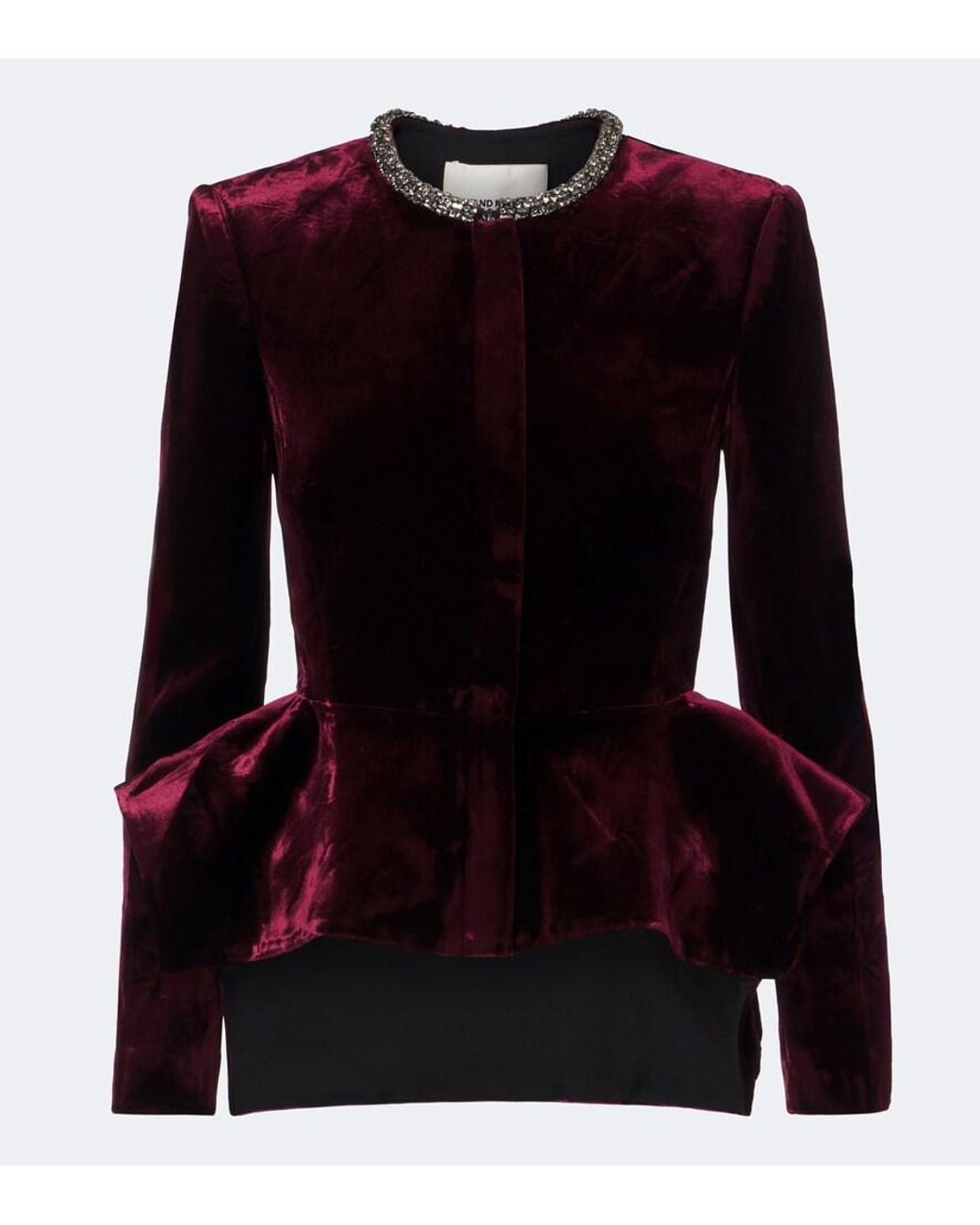 Roland Mouret Black Embellished Peplum Velvet Blazer