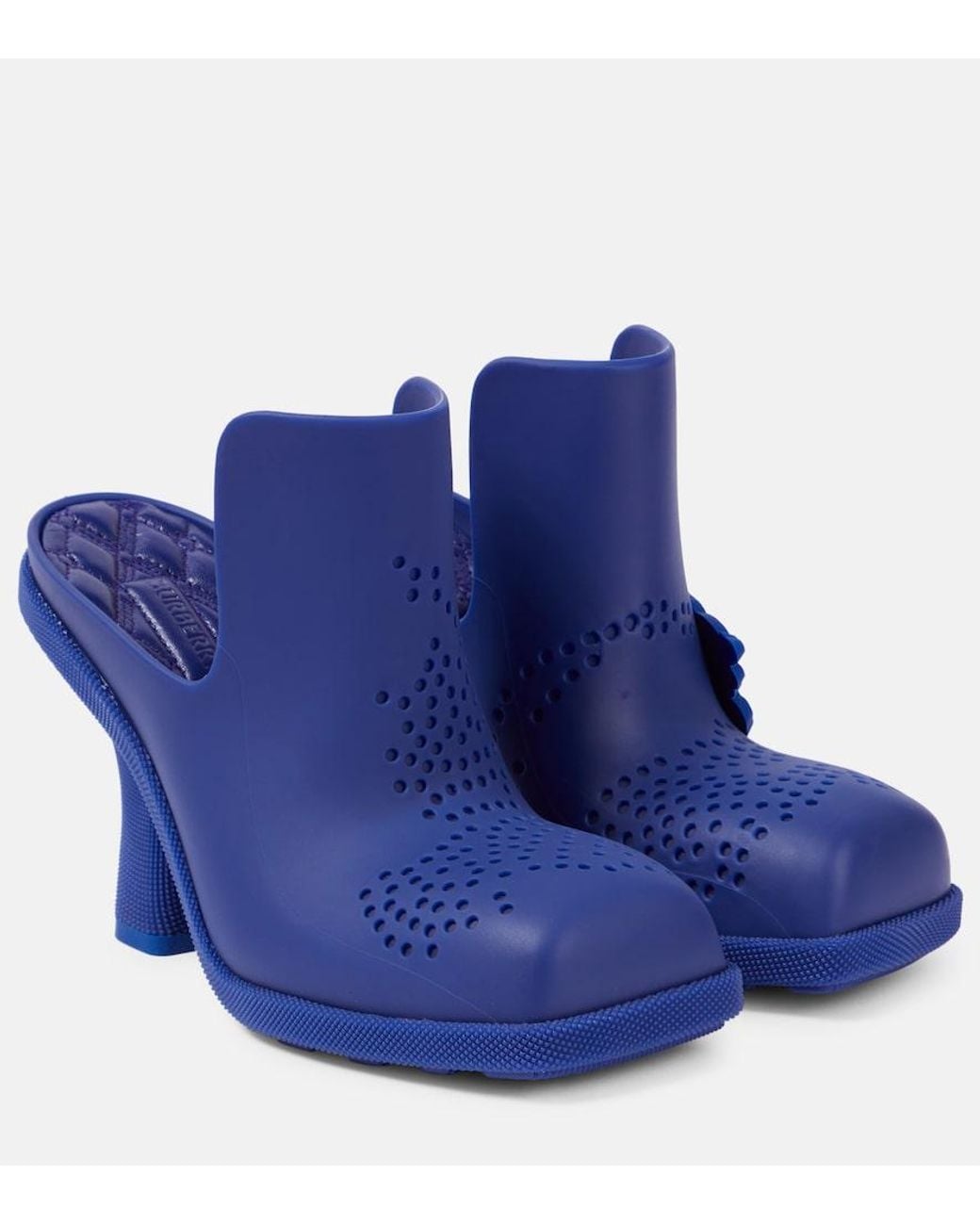 Burberry Blue Rubber Heeled Mules