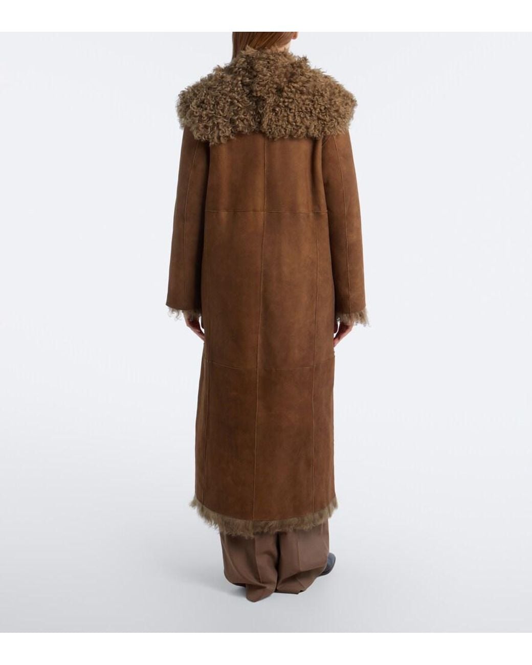 Ralph Lauren Brown Justyn Reversible Suede And Shearling Coat