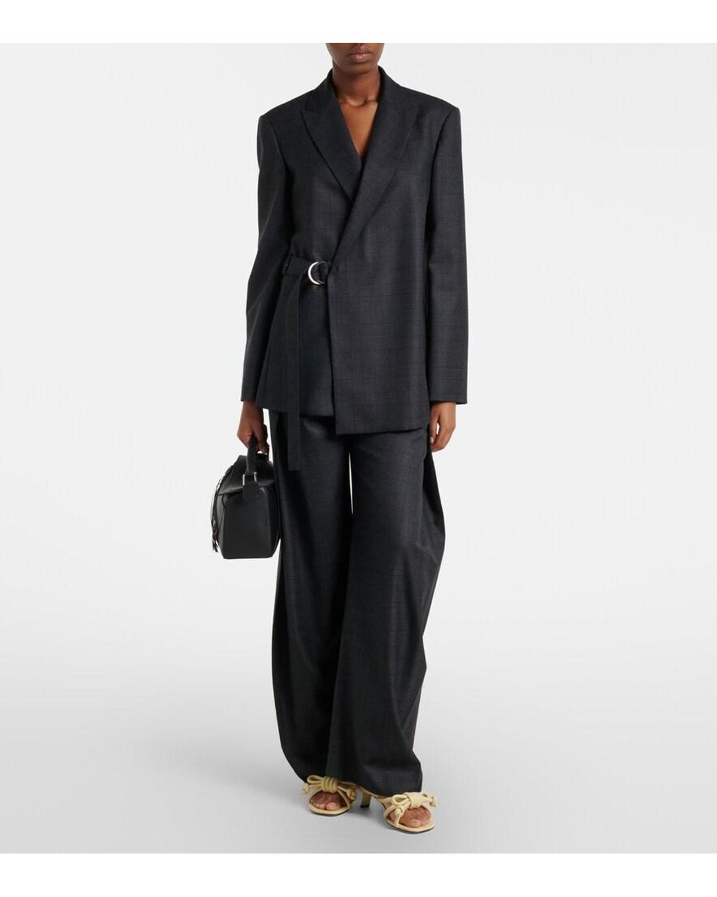 Loewe Black Prince Of Wales Check Wool Wrap Blazer