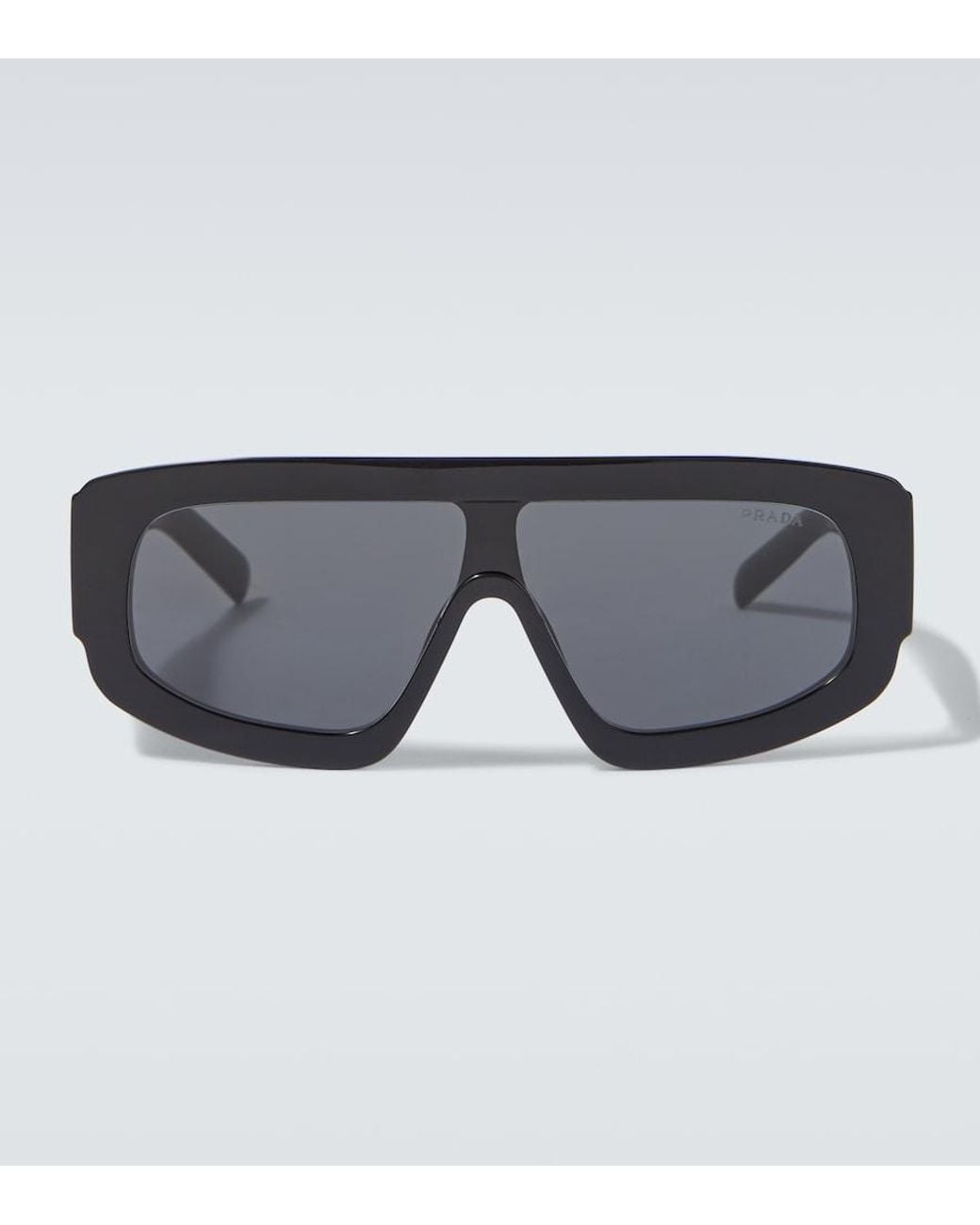 Prada Gray Logo Shield Sunglasses for men