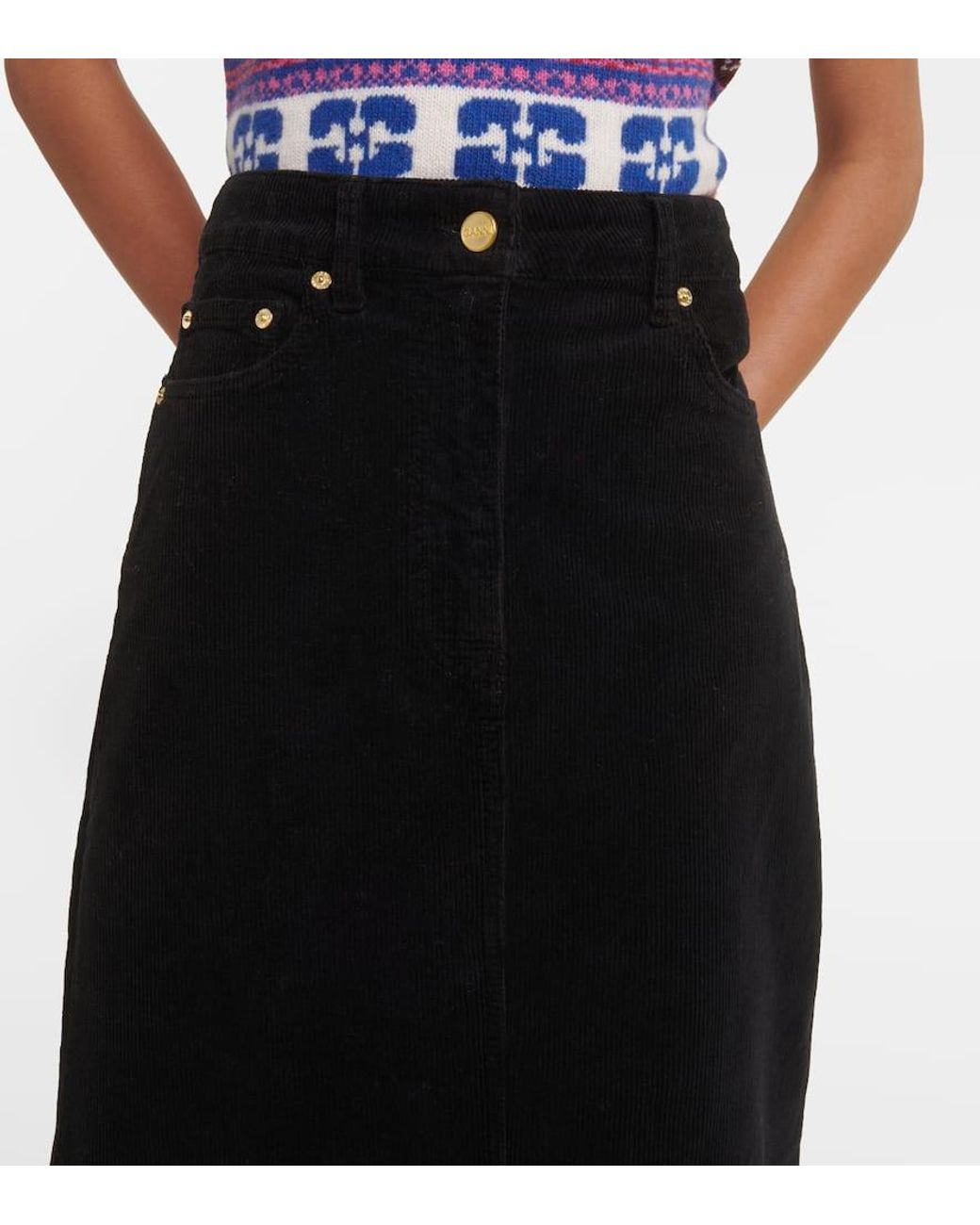 Jupe de colonne Corduroy Ganni en coloris Black