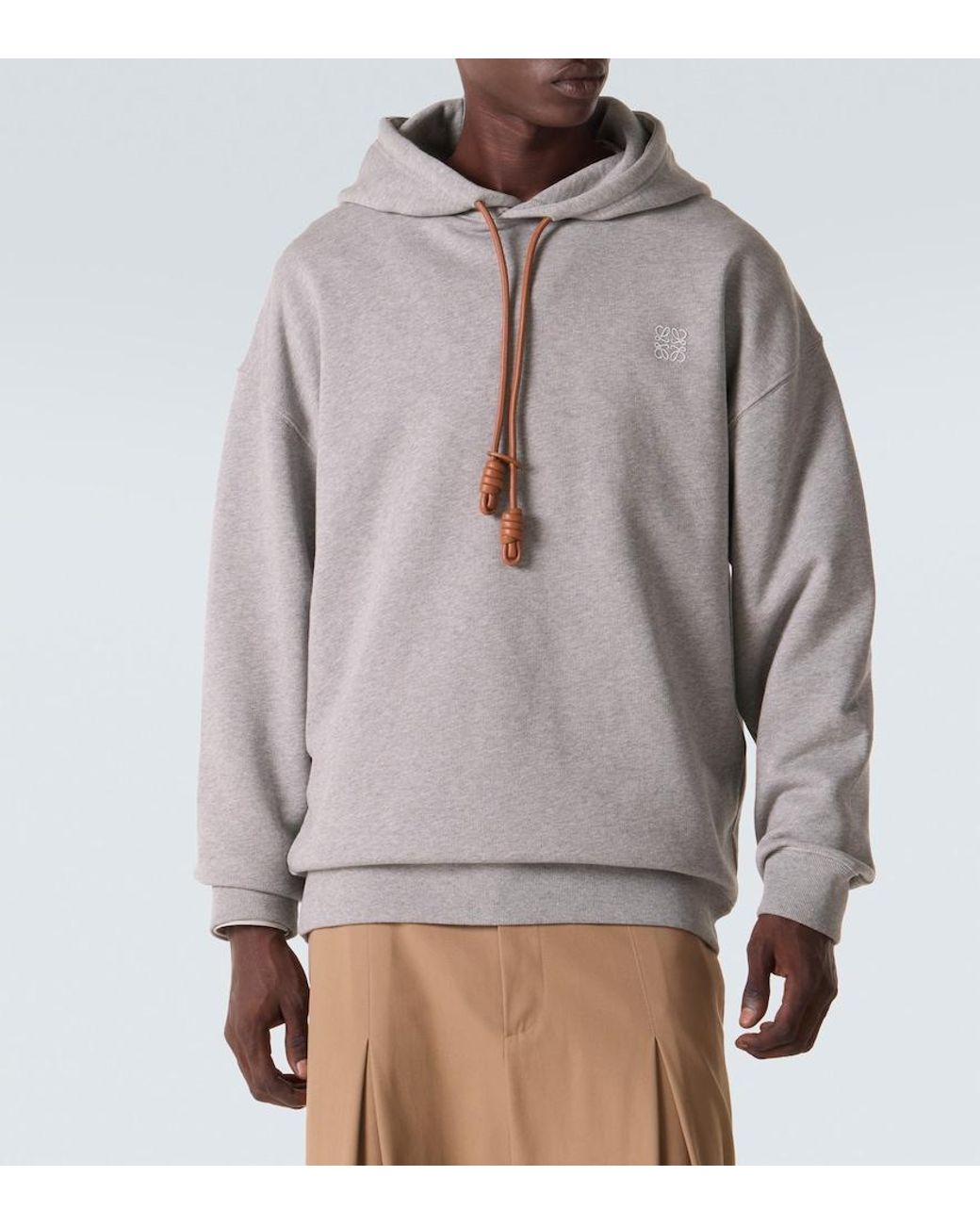 Loewe Gray Anagram Cotton Jersey Hoodie for men