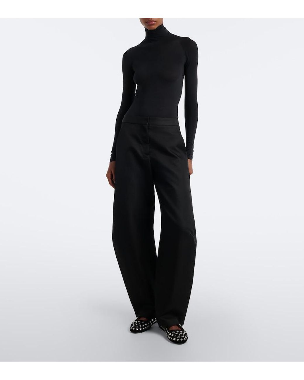 Alaïa Black Studded Suede Ballet Flats