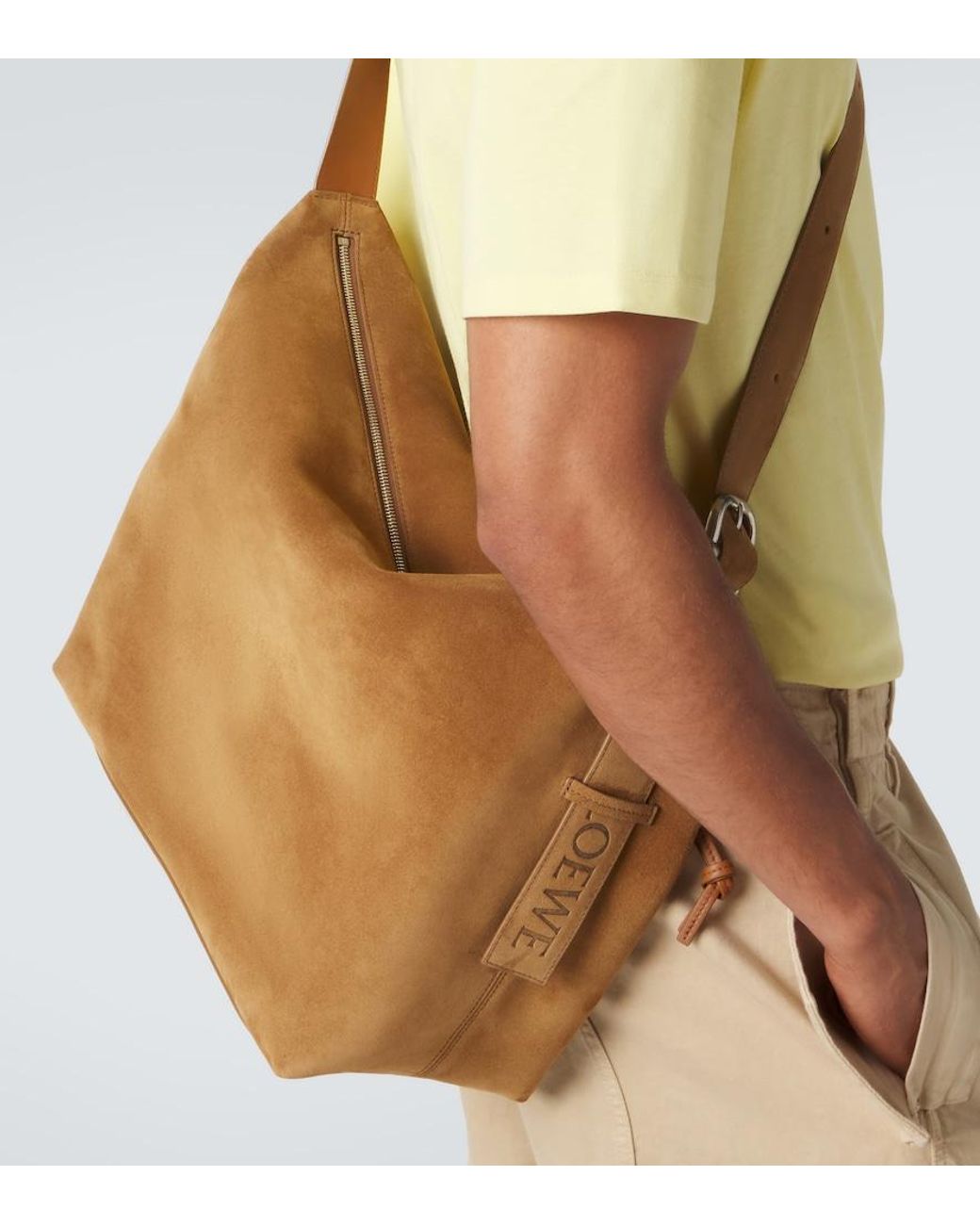 Loewe Brown Loop Large Suede Shoulder Bag for men