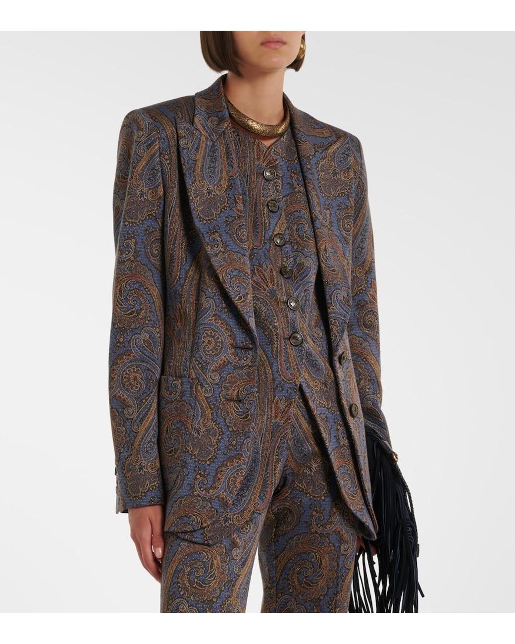 Etro Black Paisley Jacquard Blazer
