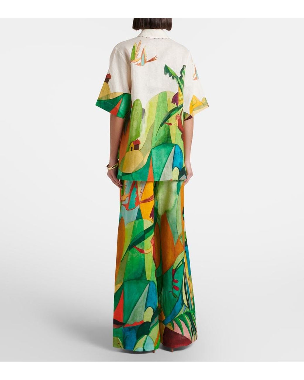 ALÉMAIS Green X Mokshini Linen Wide-Leg Pants