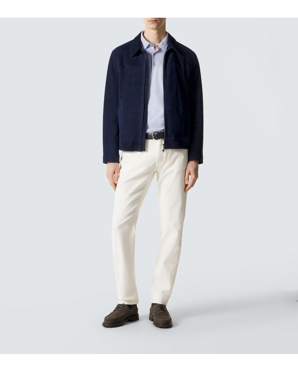 Brioni Blue Cotton Pique Polo Shirt for men