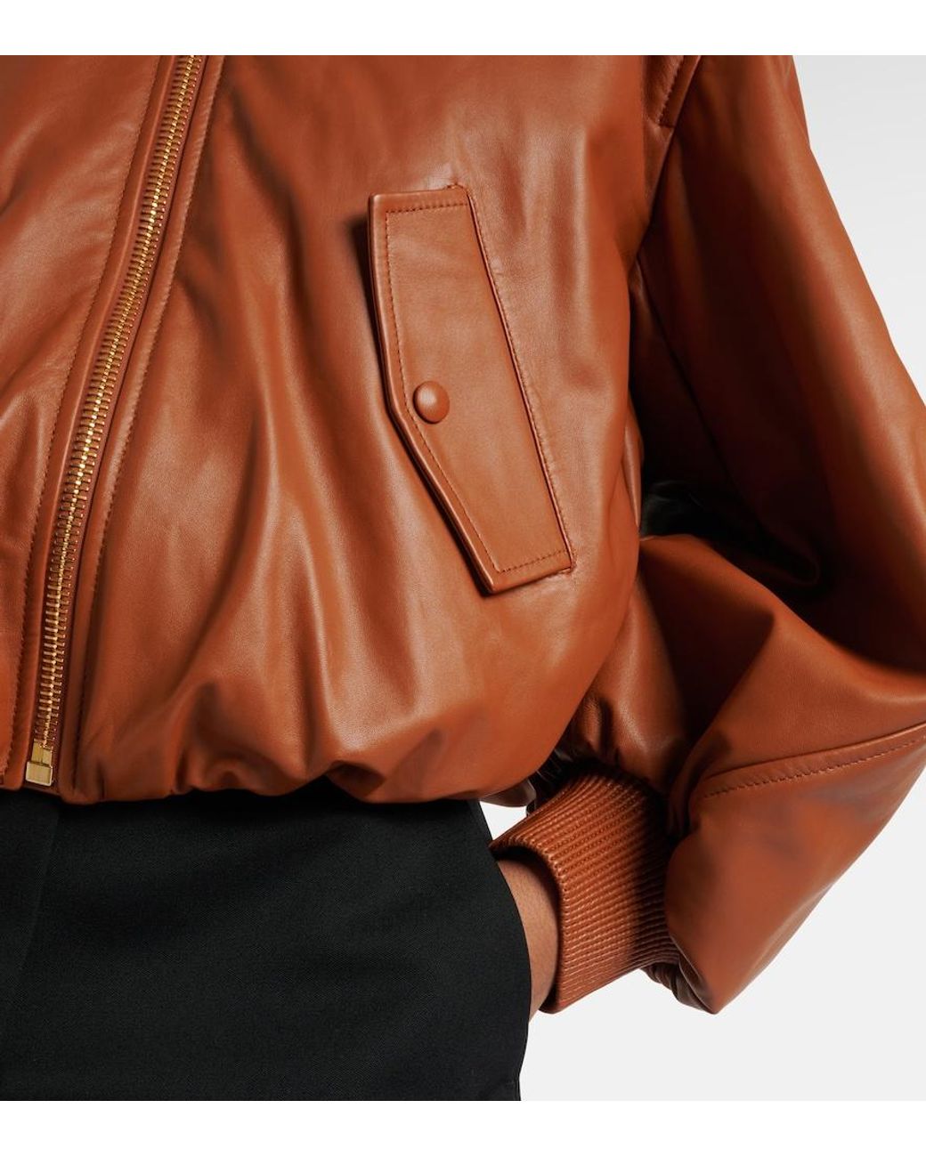 Givenchy Brown Cocoon Cropped Leather Bomber Jacket