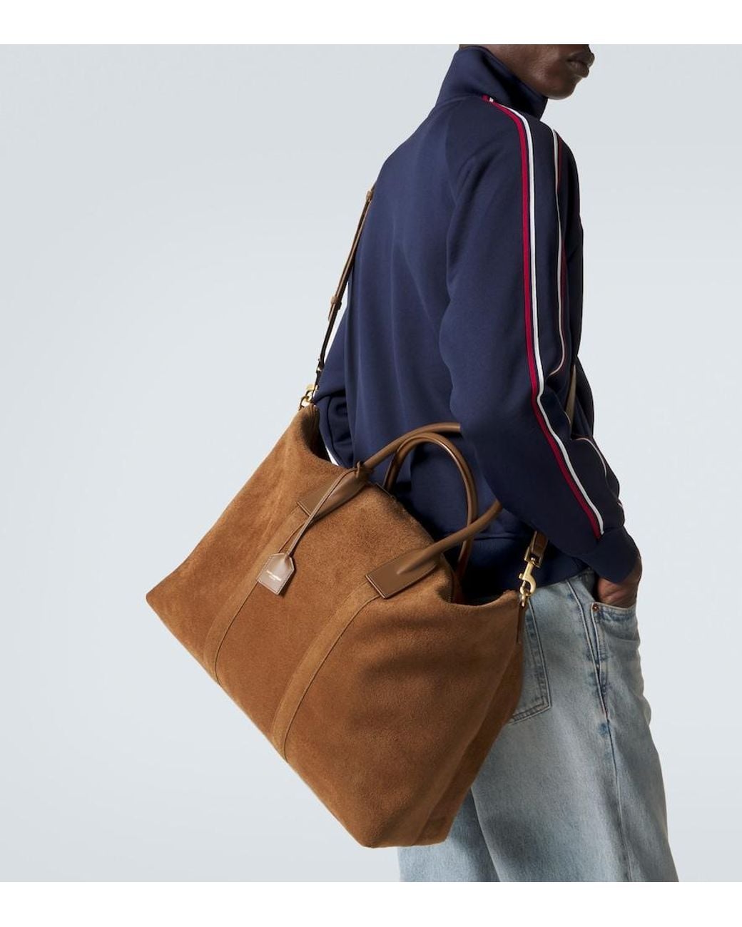 Saint Laurent Brown Suede Duffel Bag for men