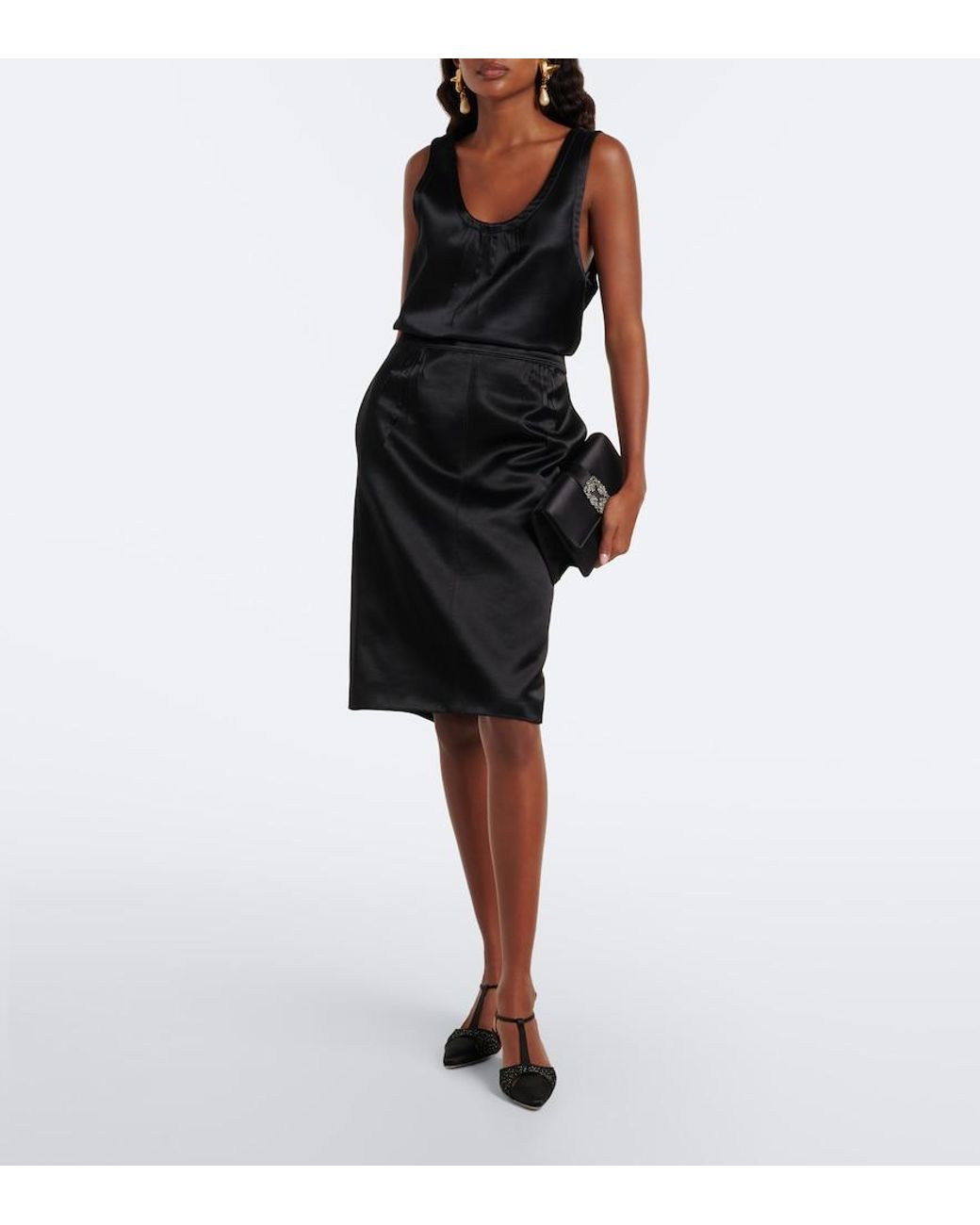 Manolo Blahnik Black Turgimodla Satin Slingback Pumps